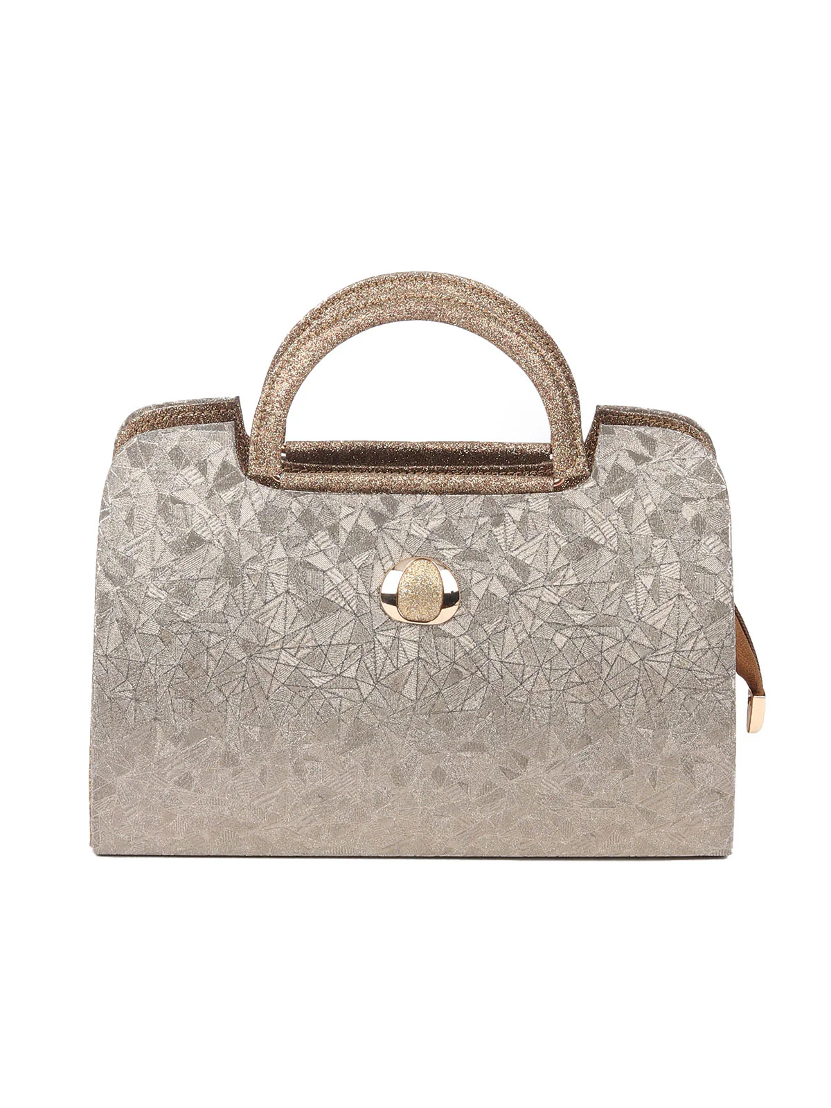 Odette Golden Glittery Fabric Hand Bag For Women - Image 3