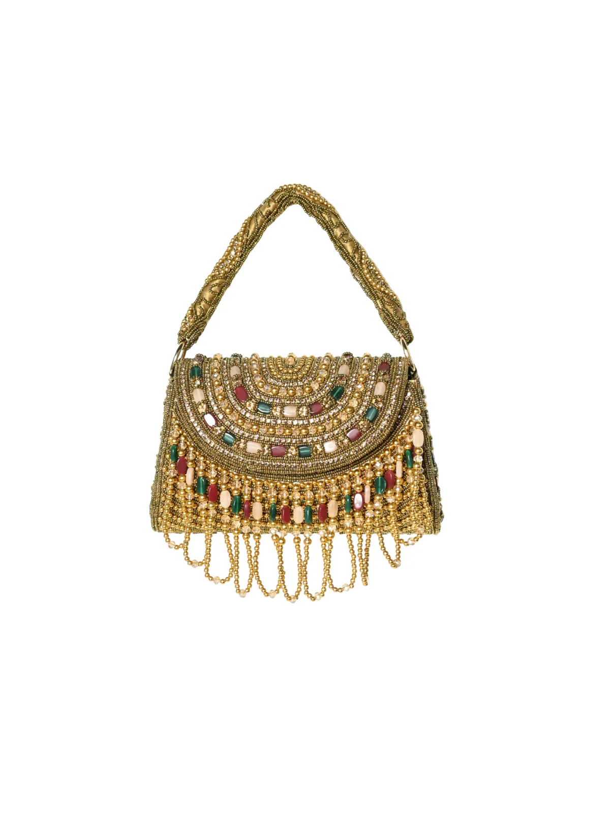 Odette Golden Jute Embellished Clutch For Women - Image 6