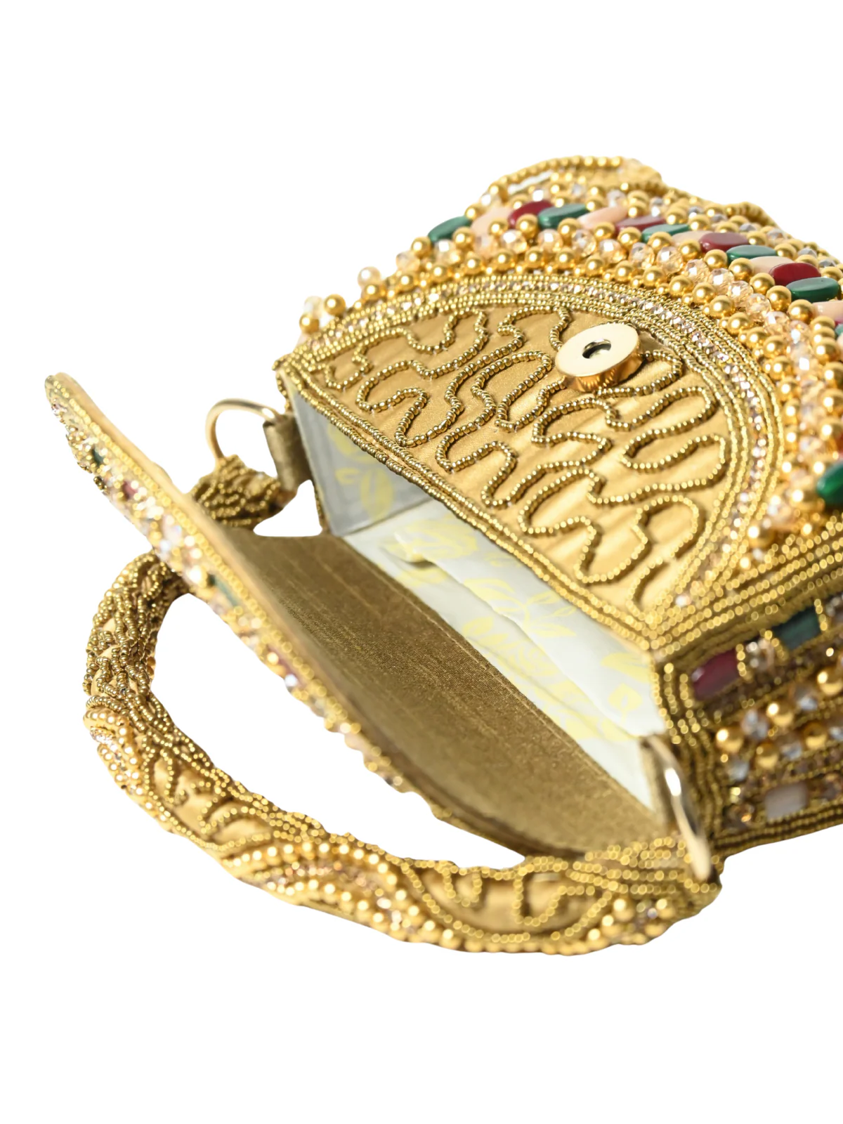 Odette Golden Jute Embellished Clutch For Women - Image 7