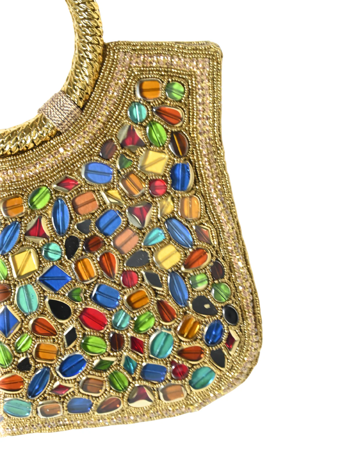 Odette Golden Jute Embellished Clutch For Women - Image 7