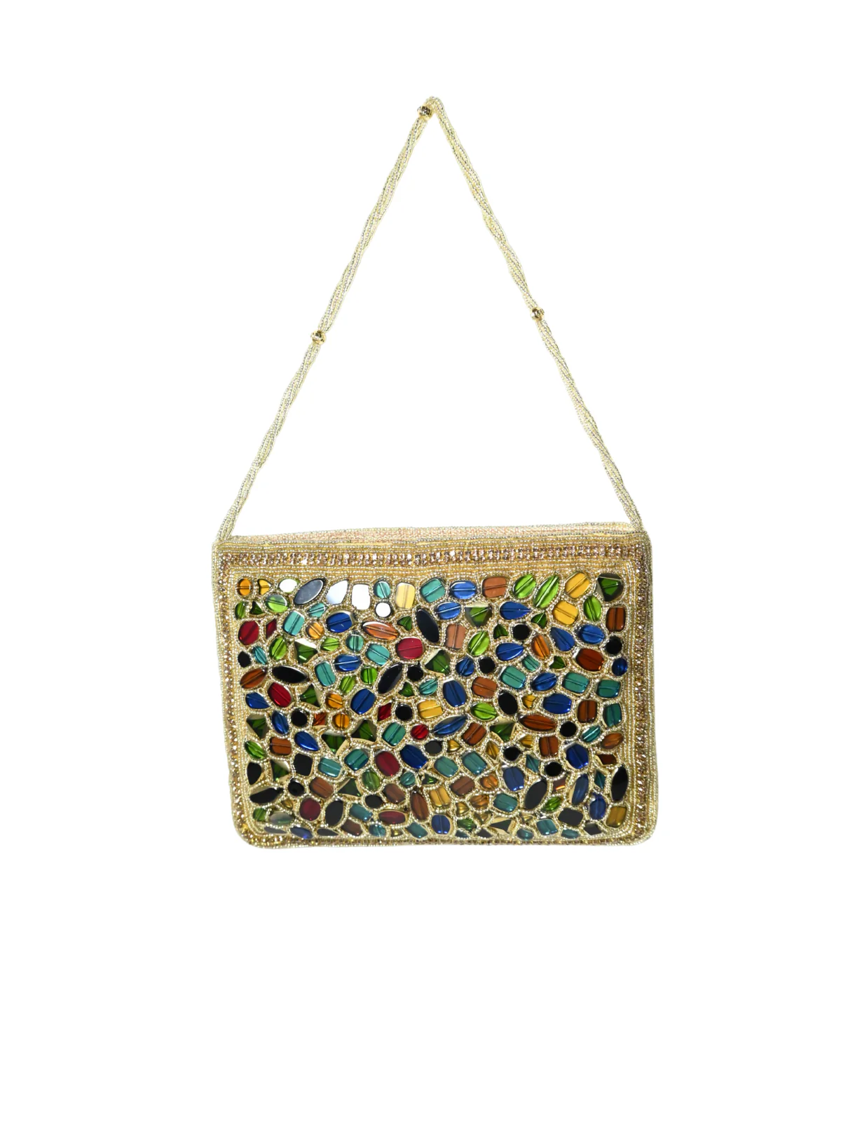 Odette Golden Jute Embellished Clutch For Women - Image 3