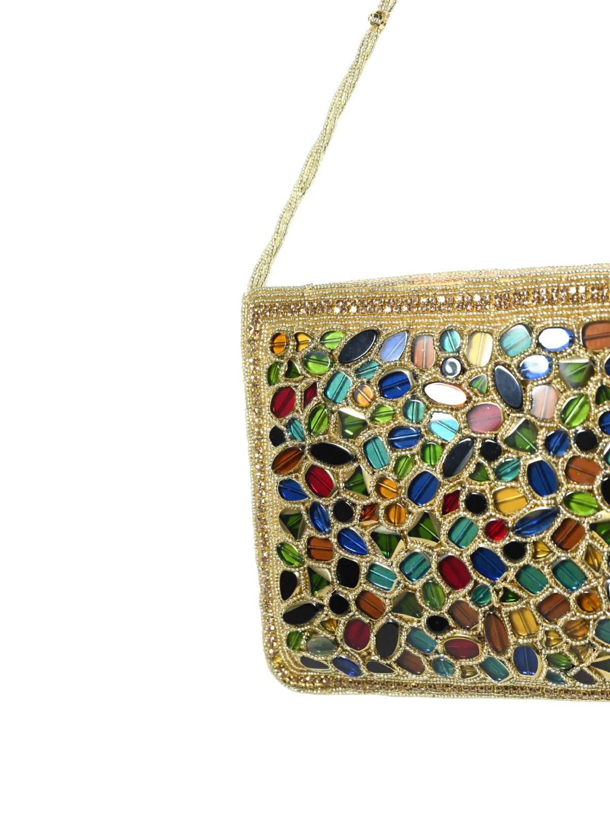 Odette Golden Jute Embellished Clutch For Women - Image 6