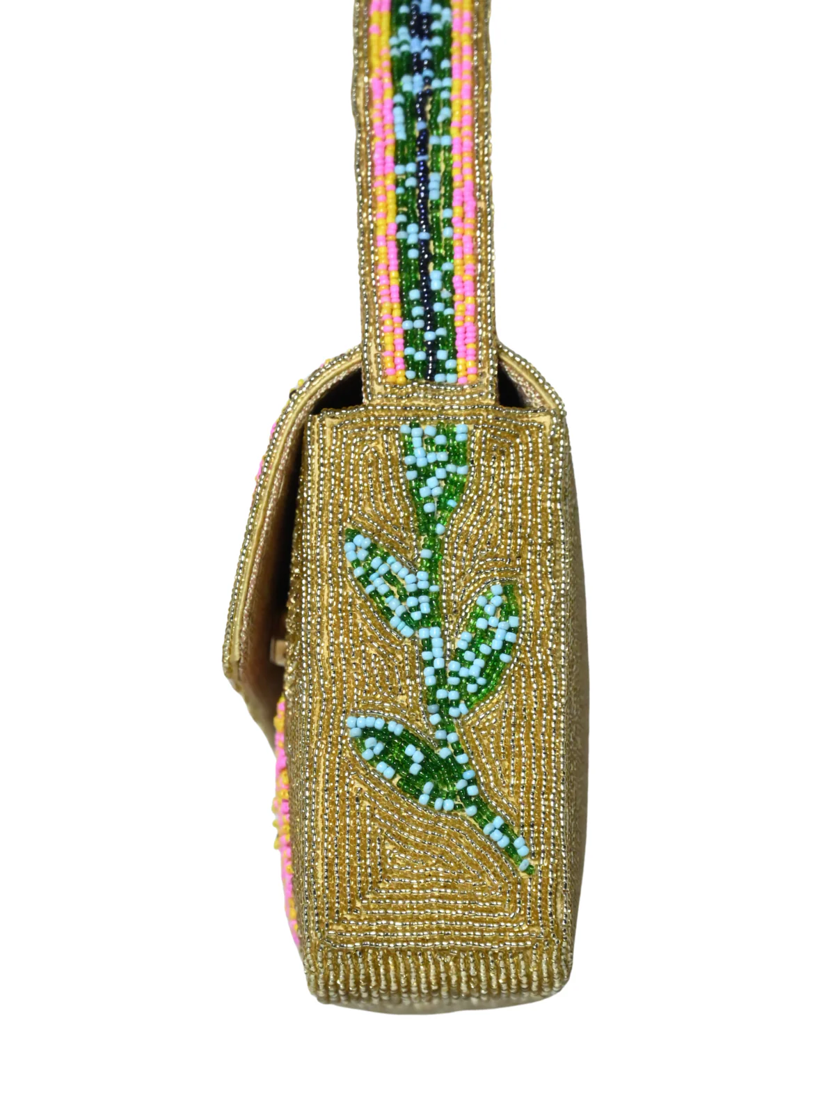 Odette Golden Jute Embellished Clutch For Women - Image 4