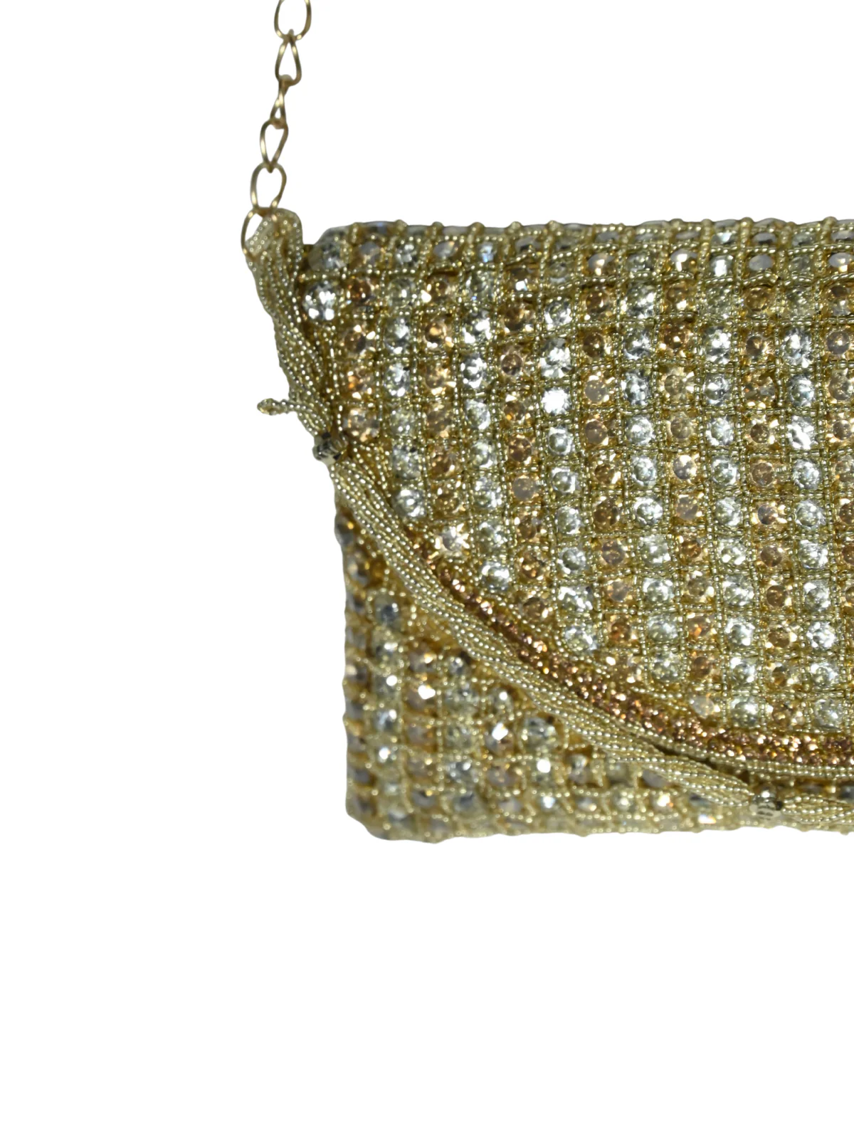 Odette Golden Jute Embellished Clutch For Women - Image 6
