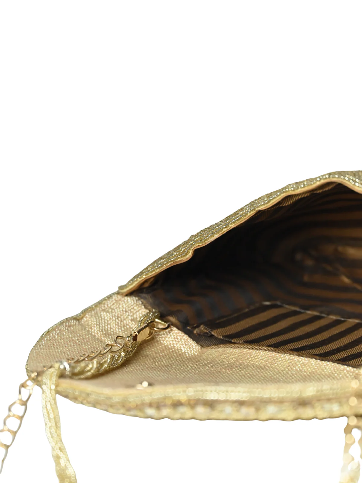 Odette Golden Jute Embellished Clutch For Women - Image 7