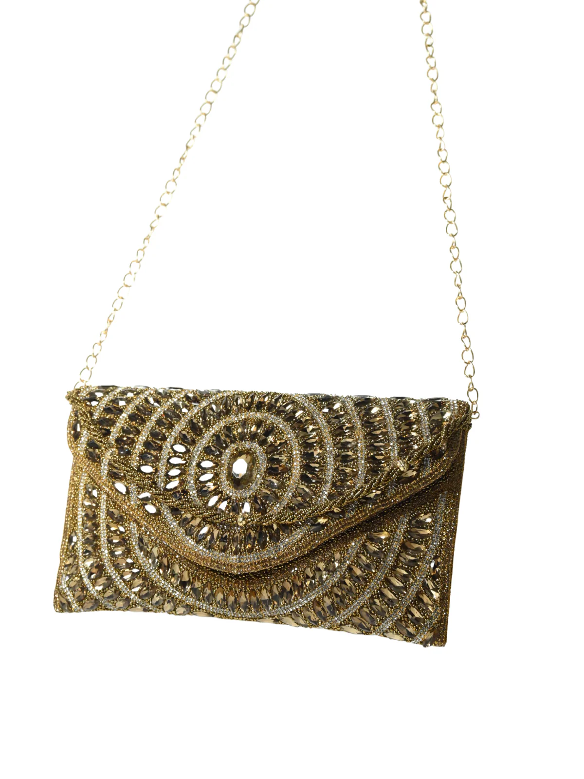 Odette Golden Jute Embellished Clutch For Women - Image 4