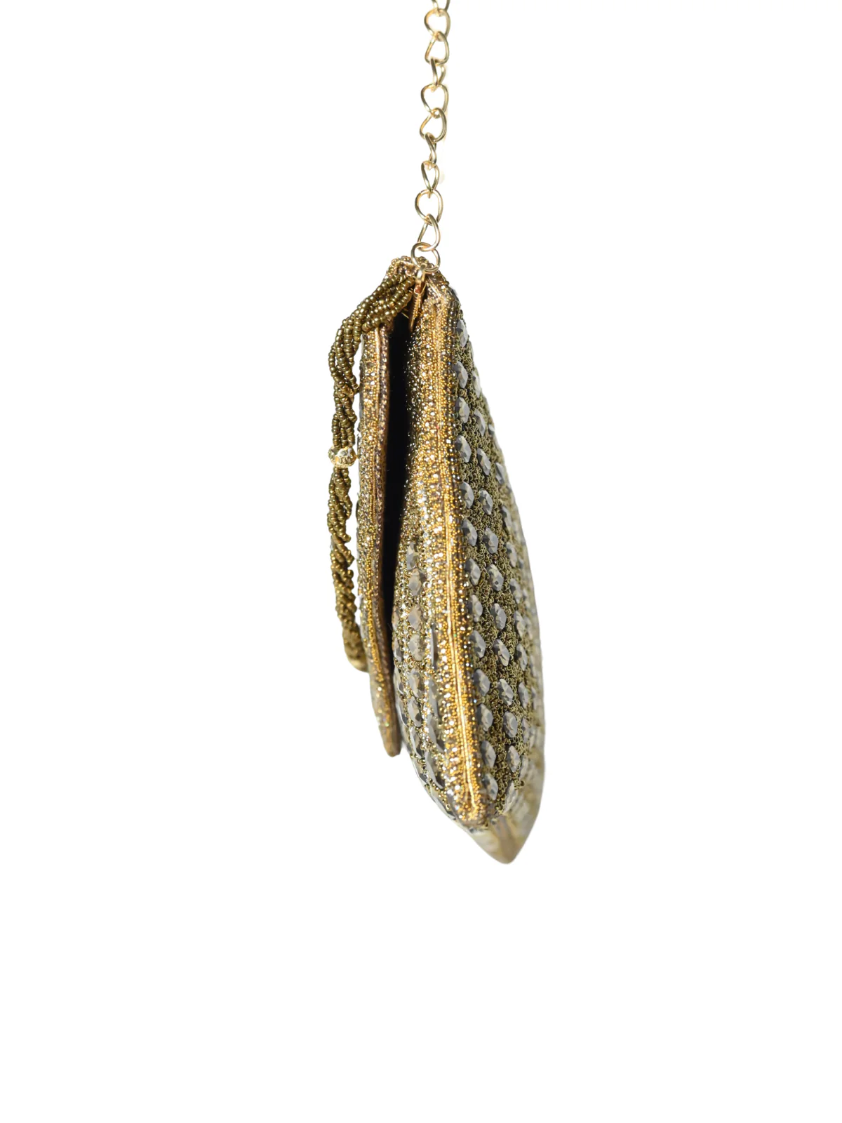 Odette Golden Jute Embellished Clutch For Women - Image 5