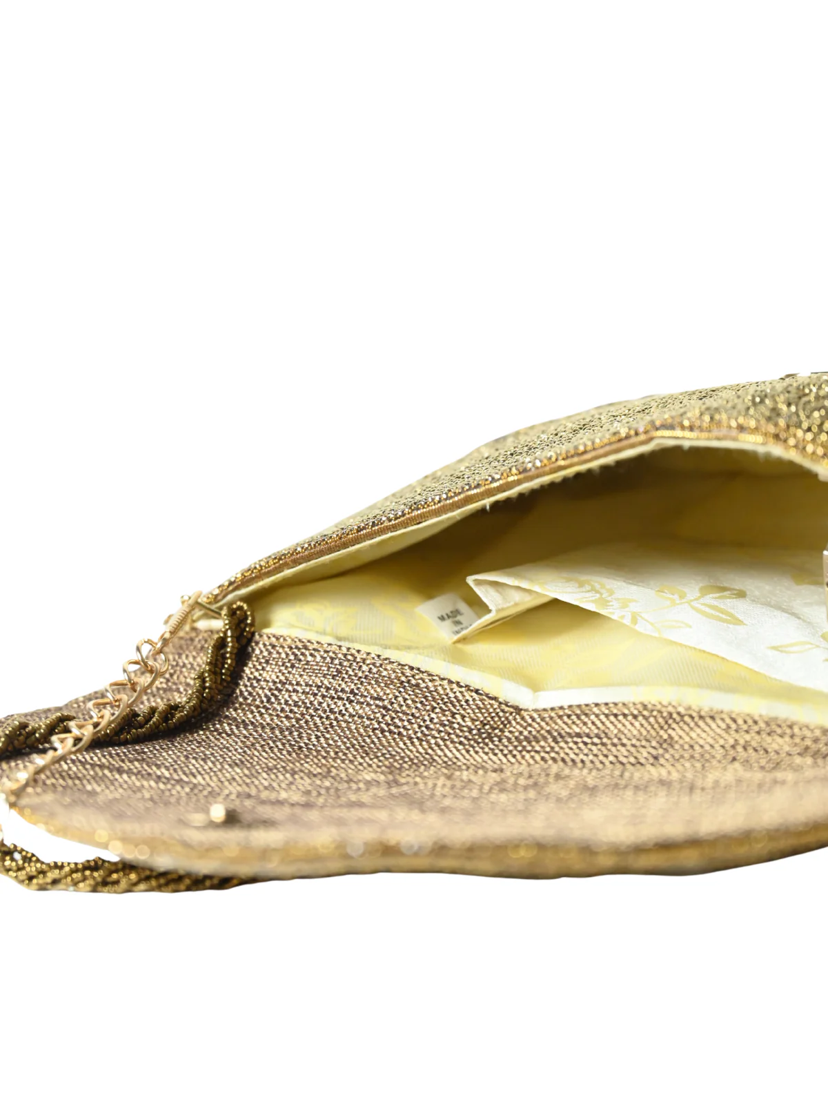 Odette Golden Jute Embellished Clutch For Women - Image 8