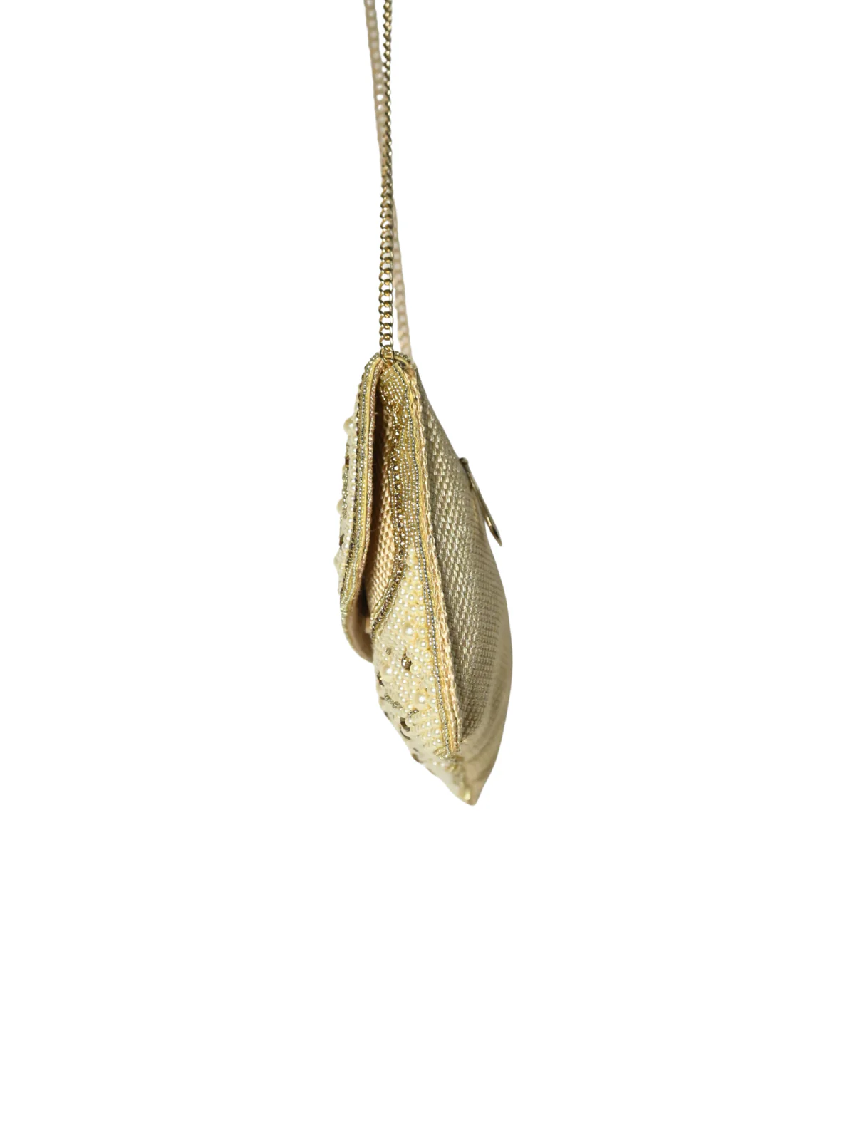Odette Golden Jute Embellished Clutch For Women - Image 4