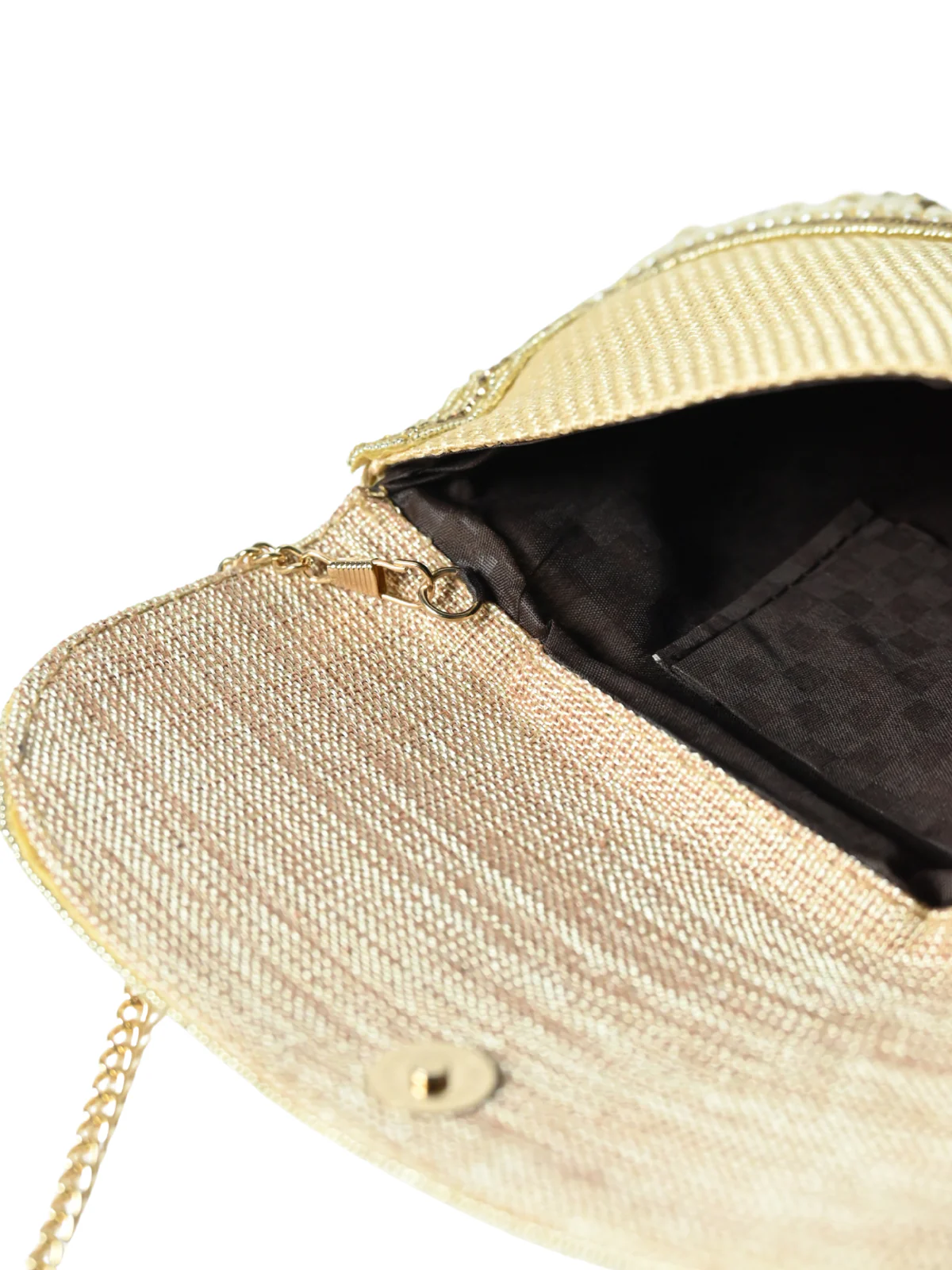 Odette Golden Jute Embellished Clutch For Women - Image 7
