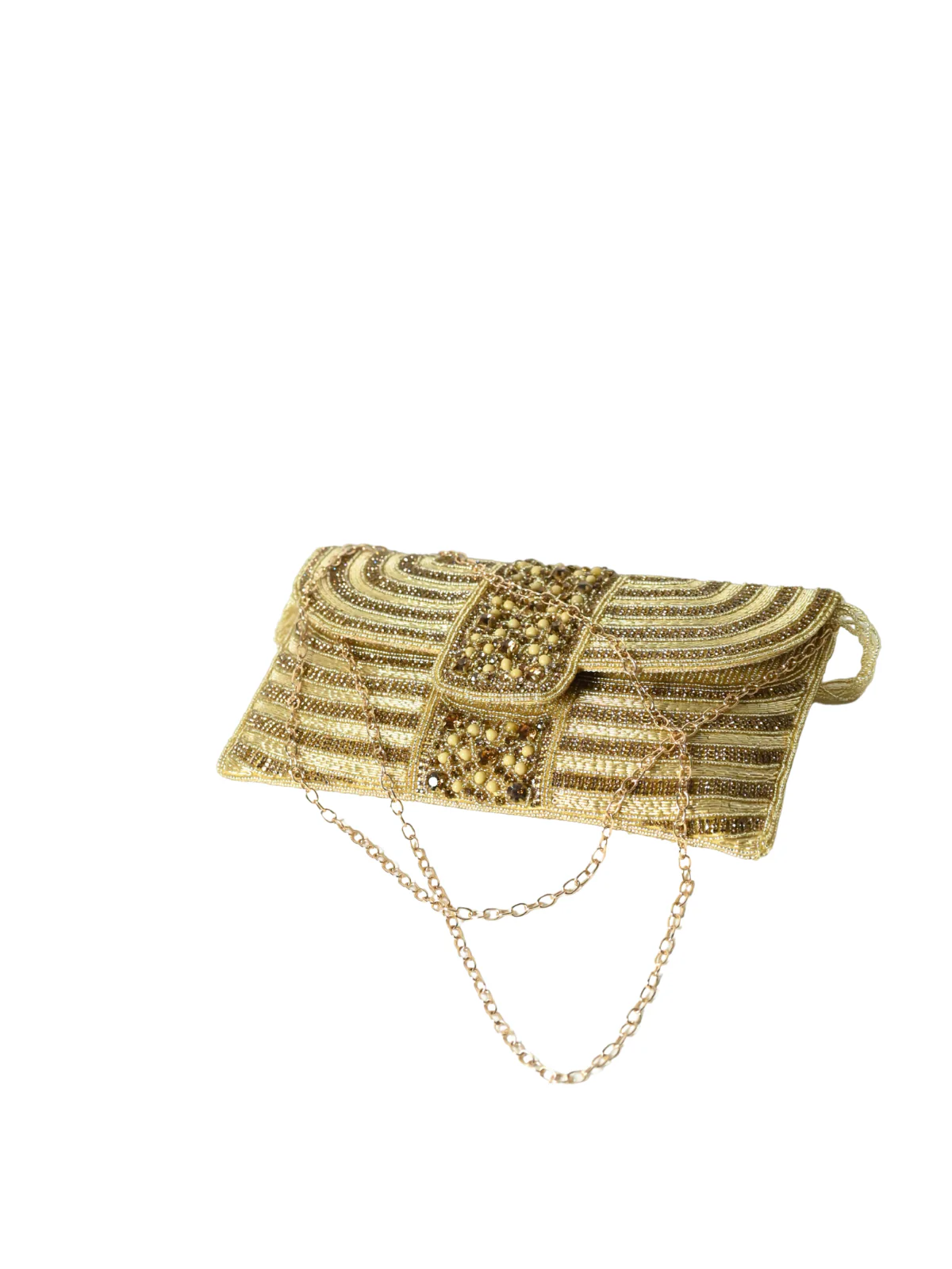 Odette Golden Jute Embellished Clutch For Women - Image 6