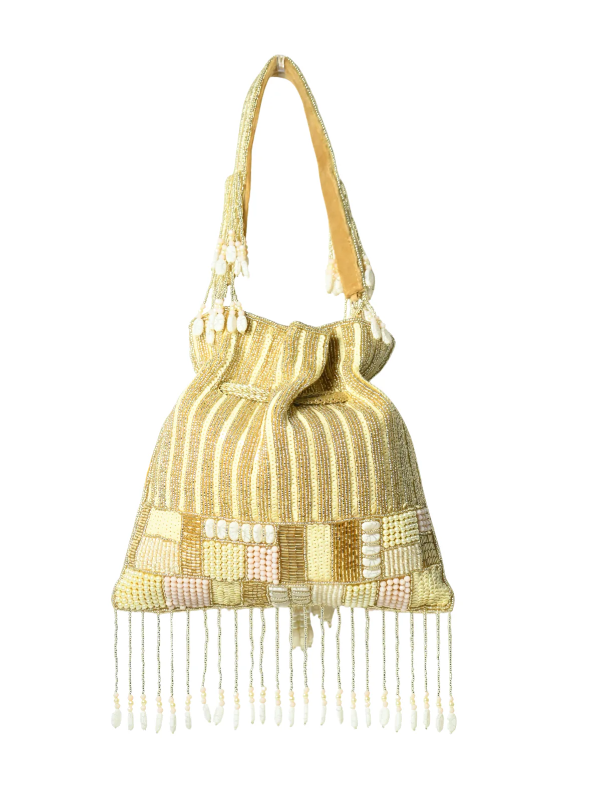 Odette Golden Jute Embellished Potli For Women - Image 3