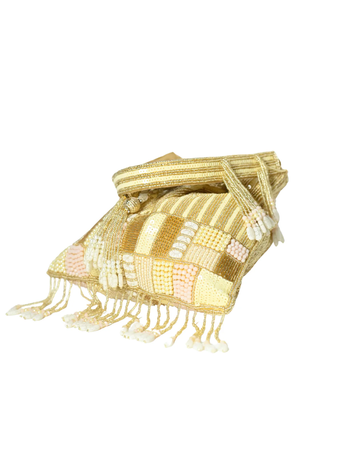 Odette Golden Jute Embellished Potli For Women - Image 5