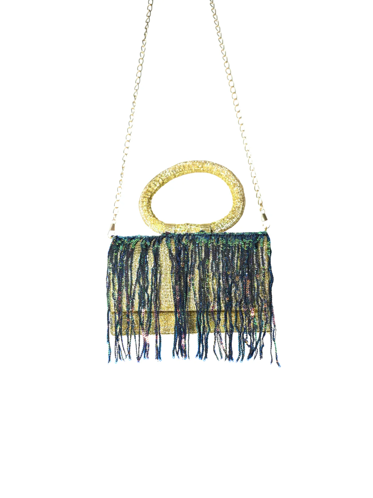 Odette Golden Lace Embellished Clutch For Women - Image 3