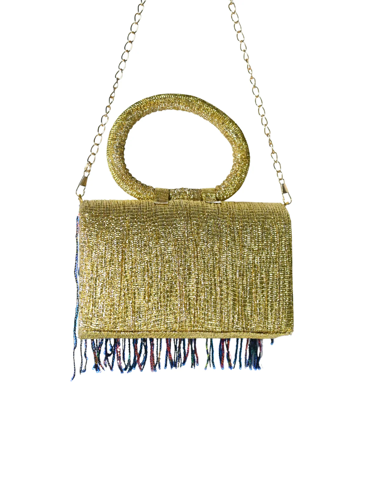 Odette Golden Lace Embellished Clutch For Women - Image 4