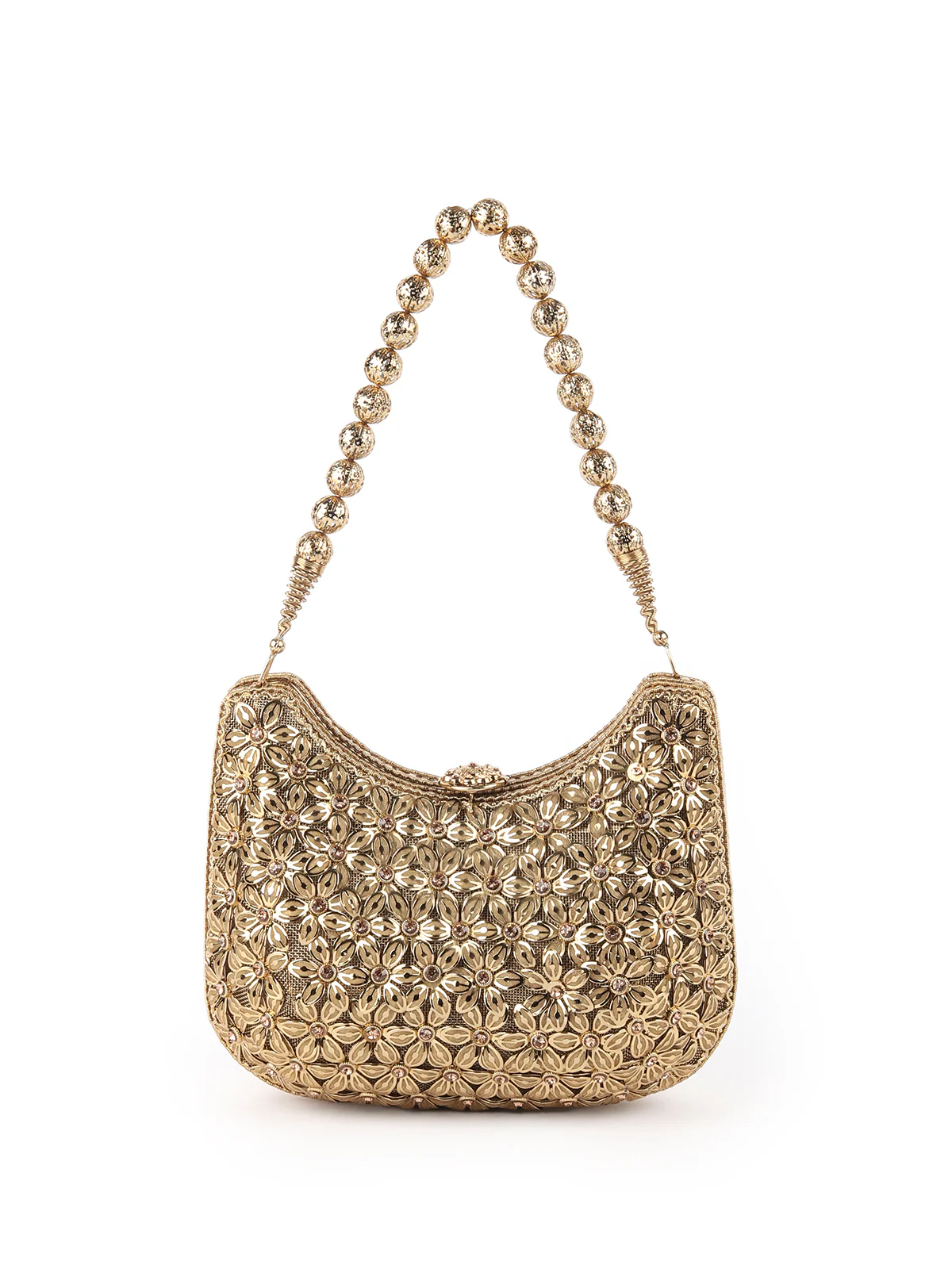 Odette Golden Metal Clutch For Women - Image 3