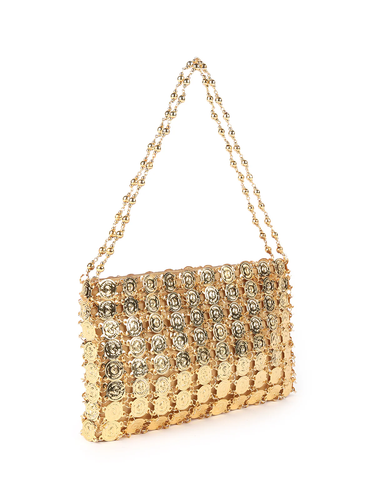 Odette Golden Metal Clutch For Women - Image 4