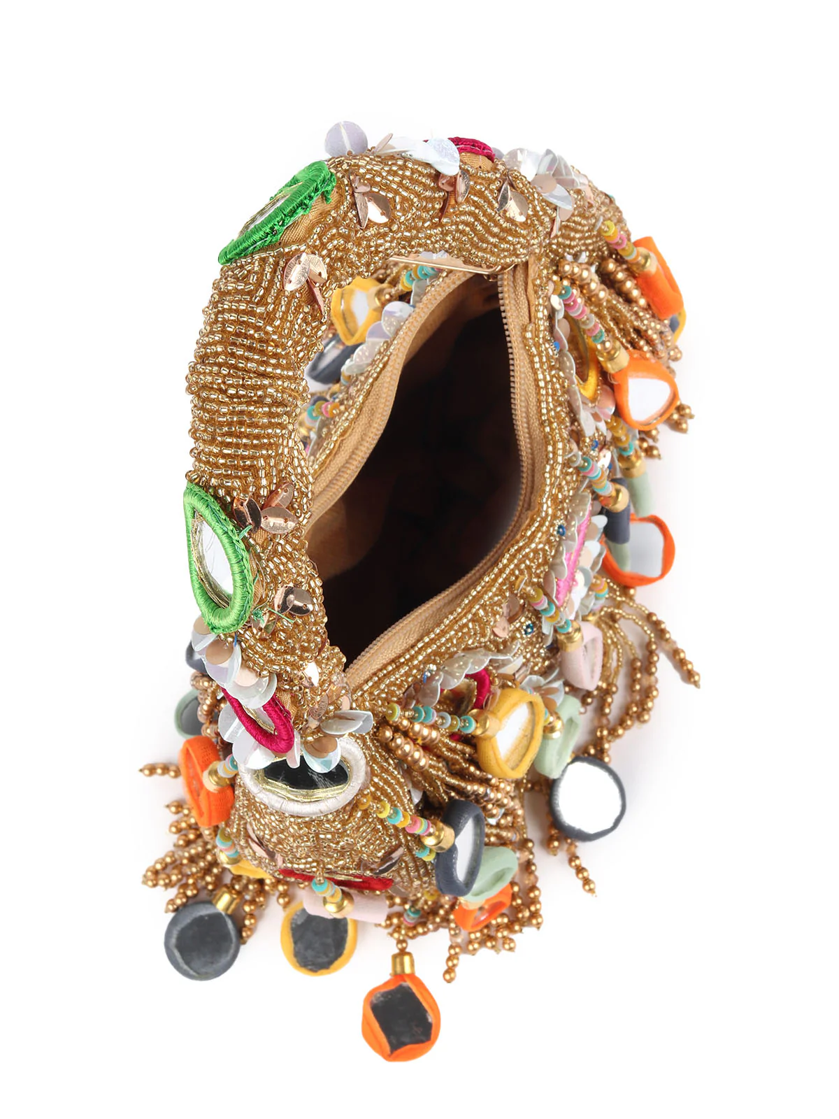 Odette Gold Mirror Tasseled Clutch For Women - Image 6