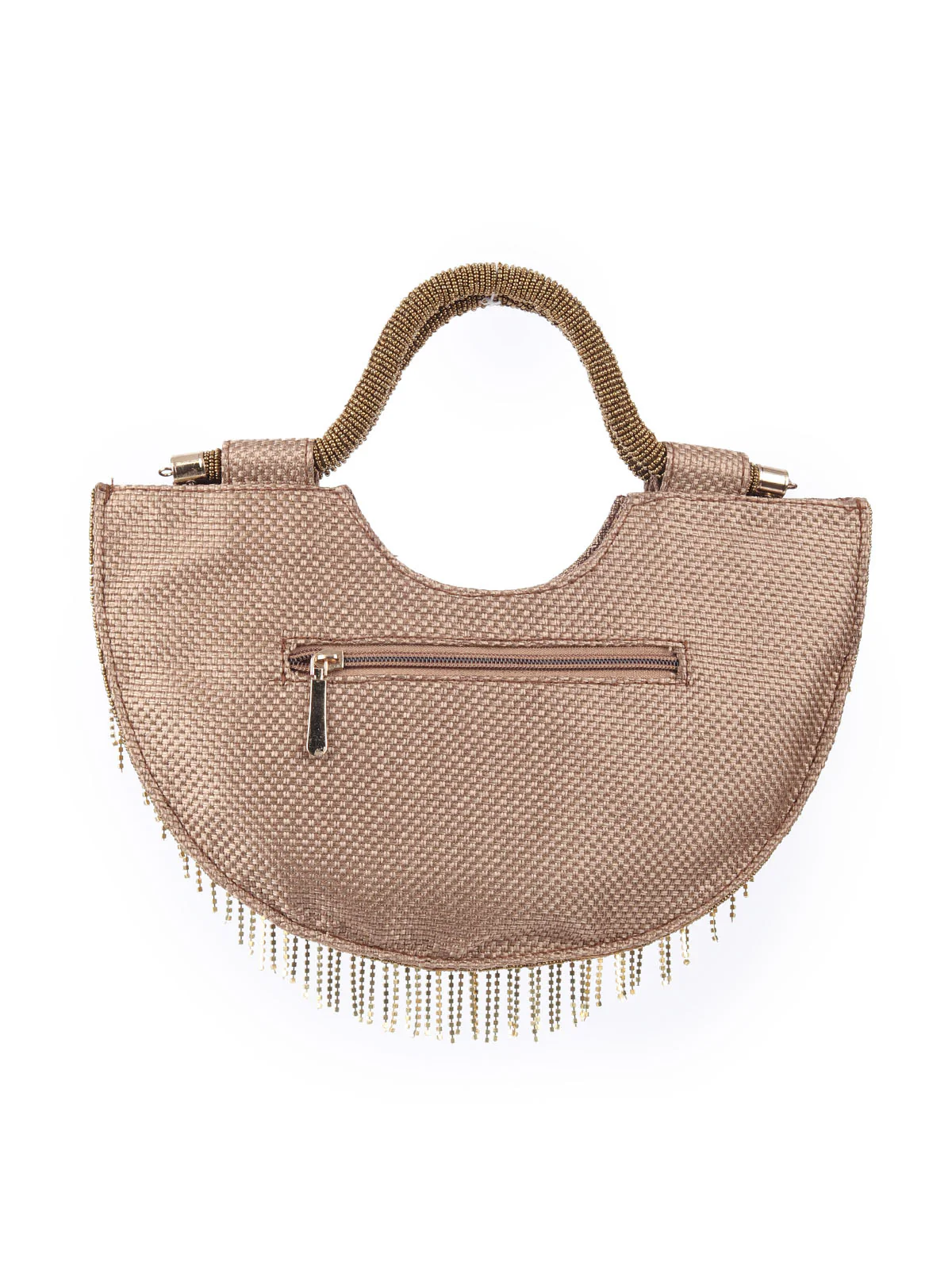 Odette Golden Polyester Encompassing With Bead And  Stone Hand Bag For Women - Image 5