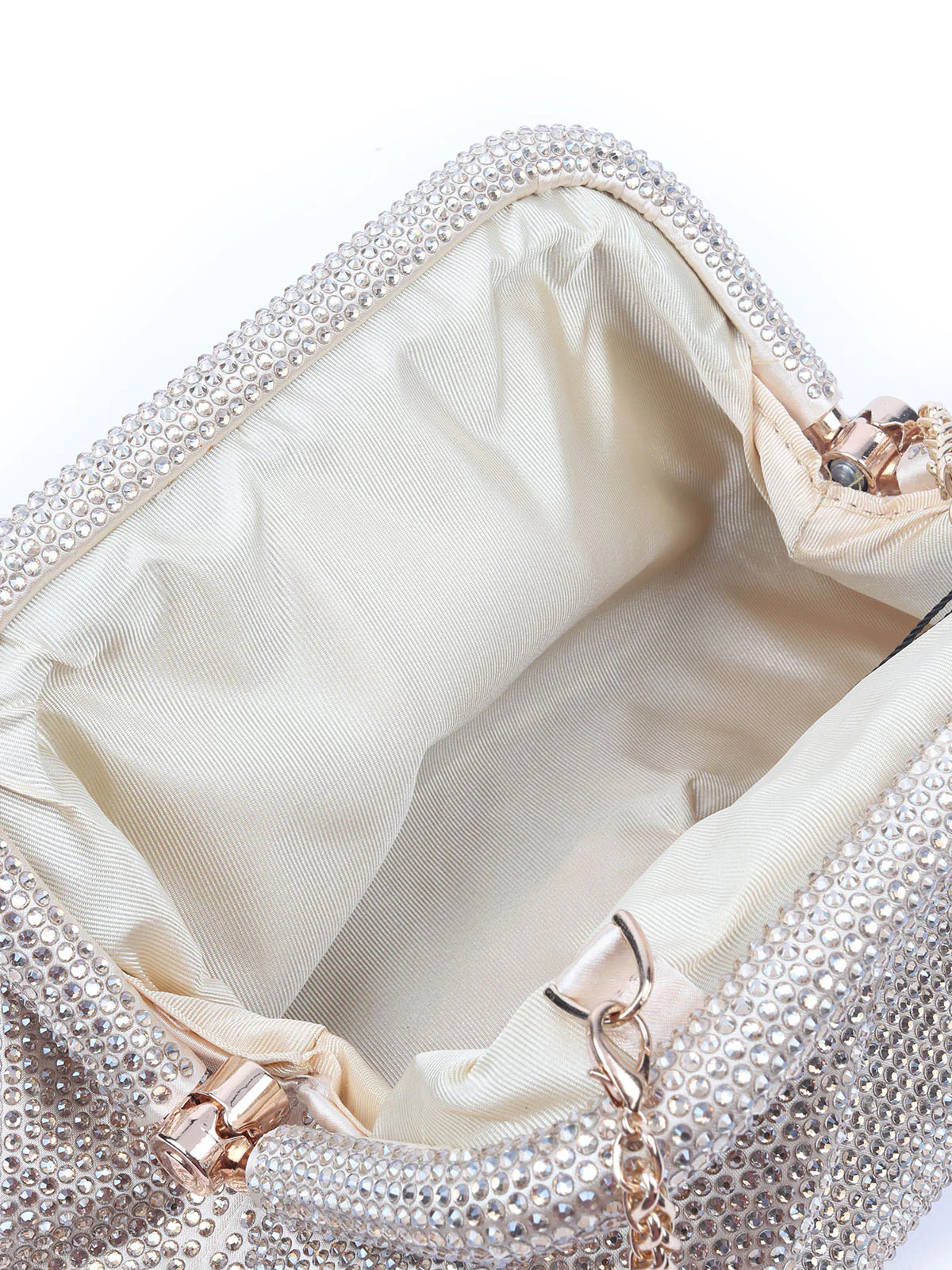 Odette Golden Stone Polyester Embellished Clutch For Women - Image 6
