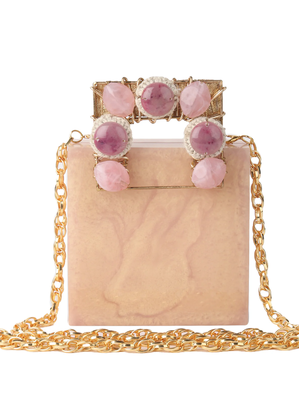 Odette Golden Resin Embellished Clutch For Women - Image 3