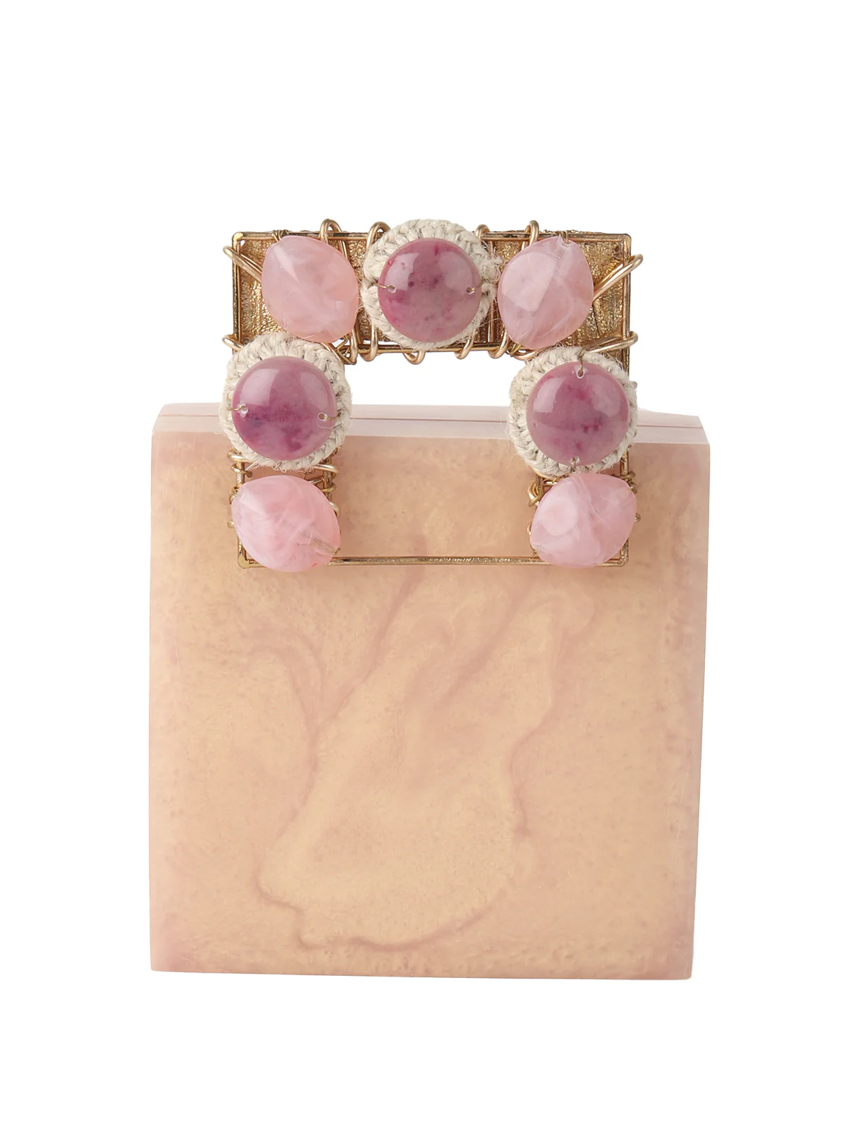 Odette Golden Resin Embellished Clutch For Women - Image 4