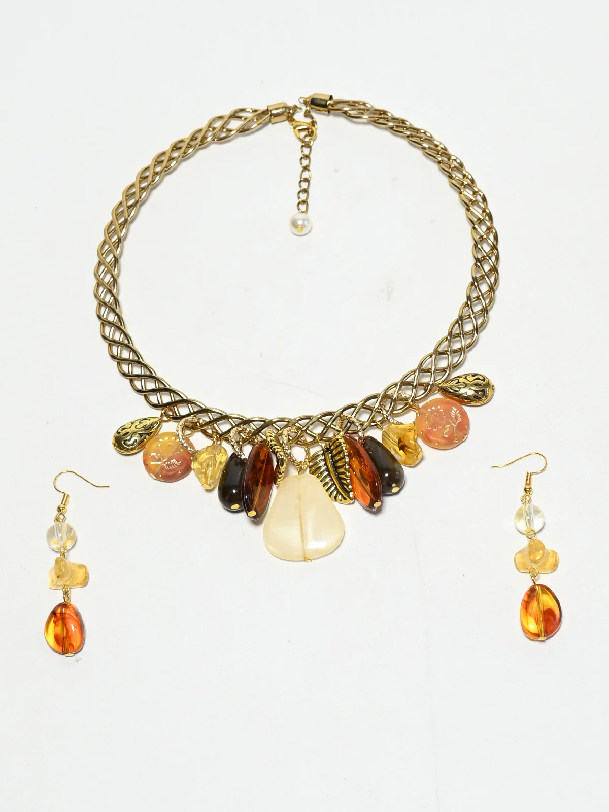 Odette Golden Stone And Pearl Jewellery Set For Women - Image 2