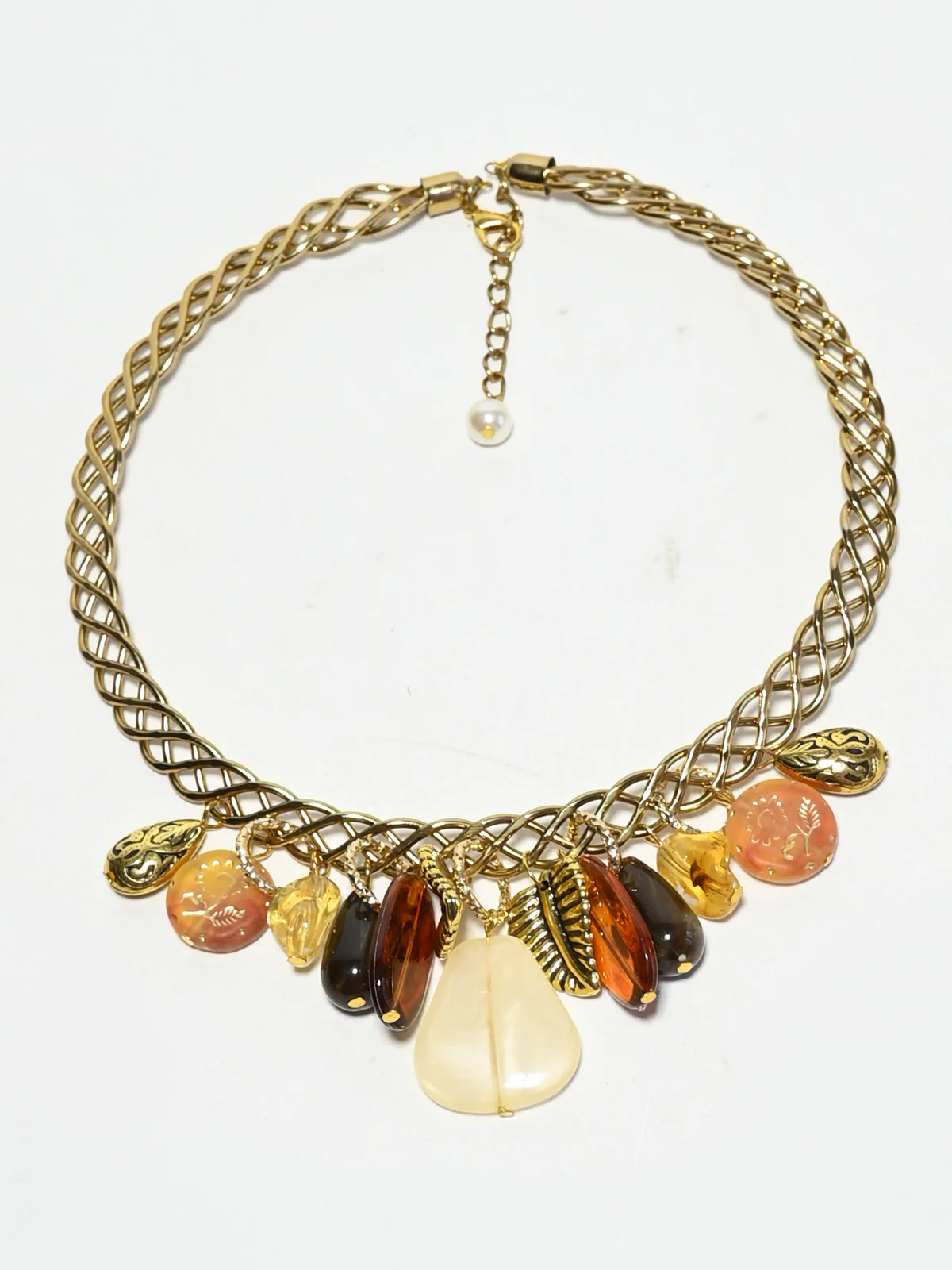Odette Golden Stone And Pearl Jewellery Set For Women - Image 3