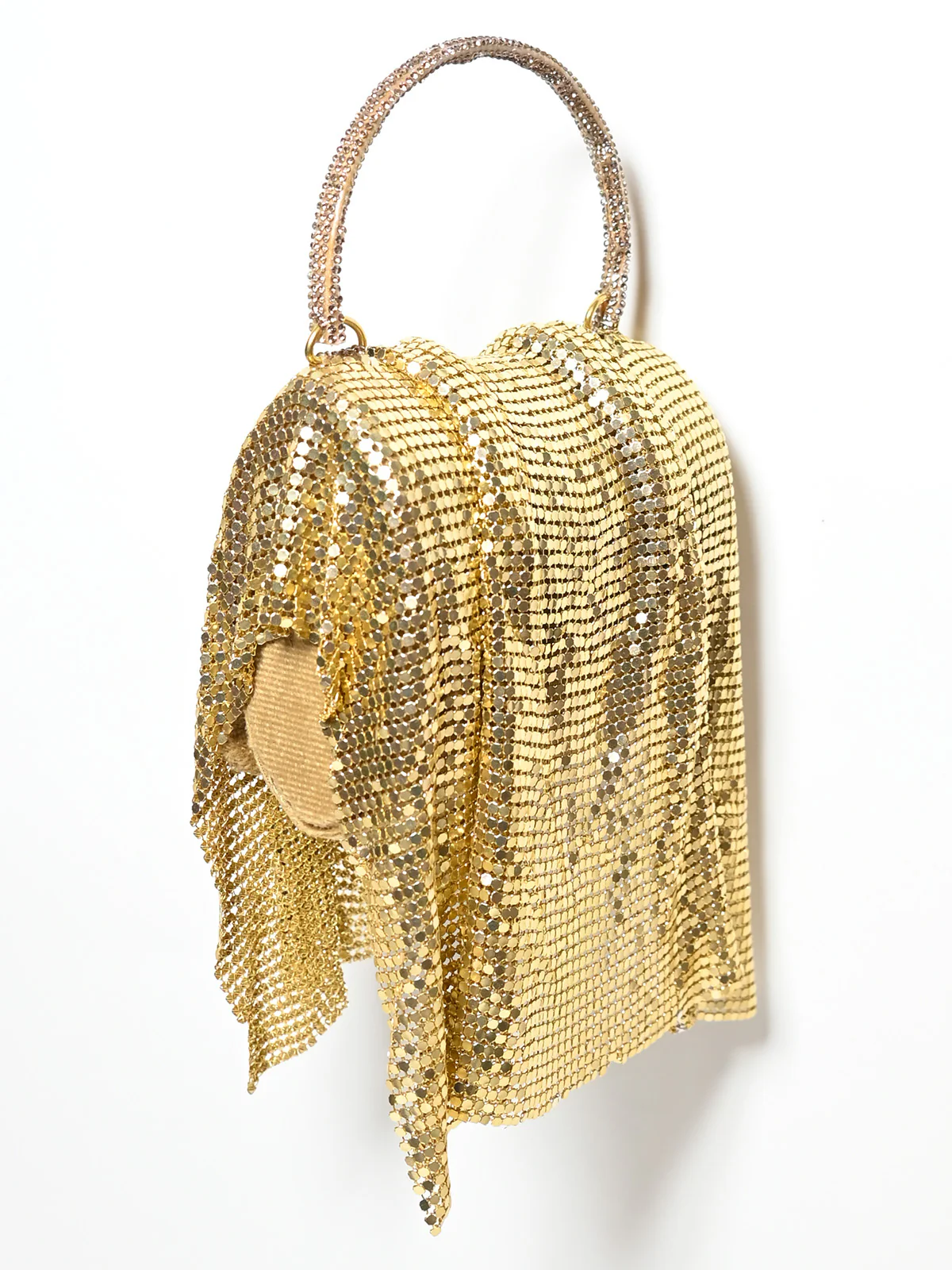 Odette Golden Suede Sequence Embellished Clutch For Women - Image 4