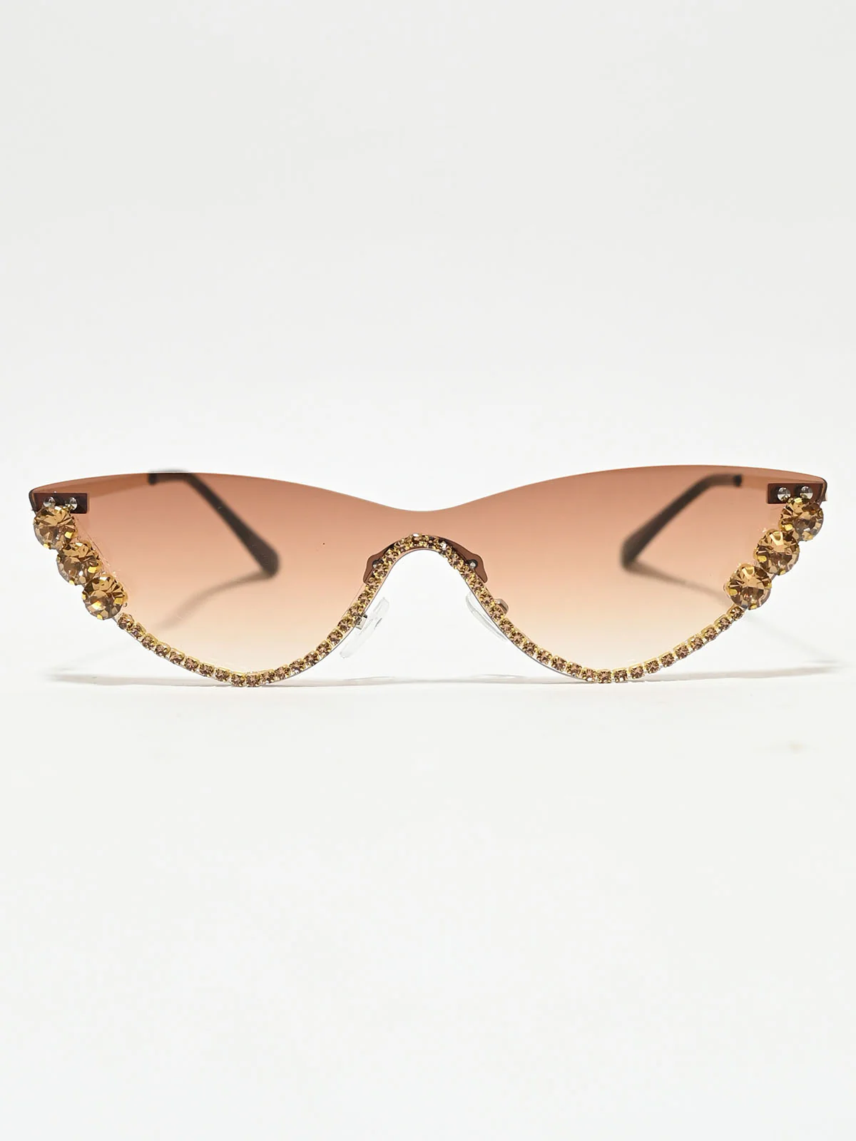 Odette Golden Synthetic Metal Embellished Sunglasses For Women - Image 5