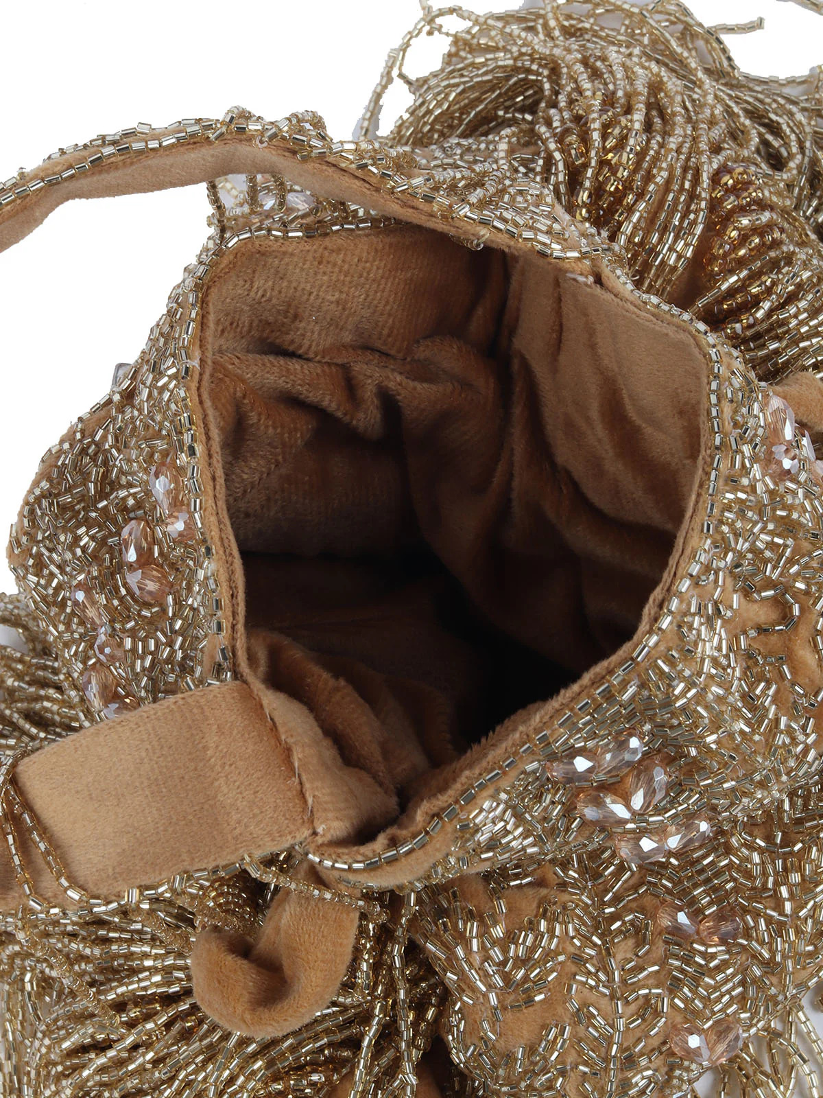 Odette Gold Tasseled Bridal Potli Bag For Women - Image 6