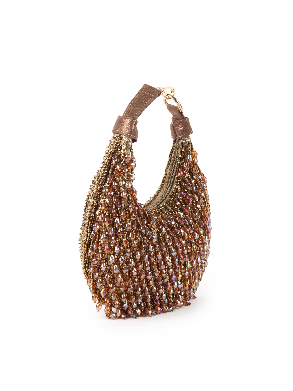Odette Golden Tasseled Moon Clutch For Women - Image 4