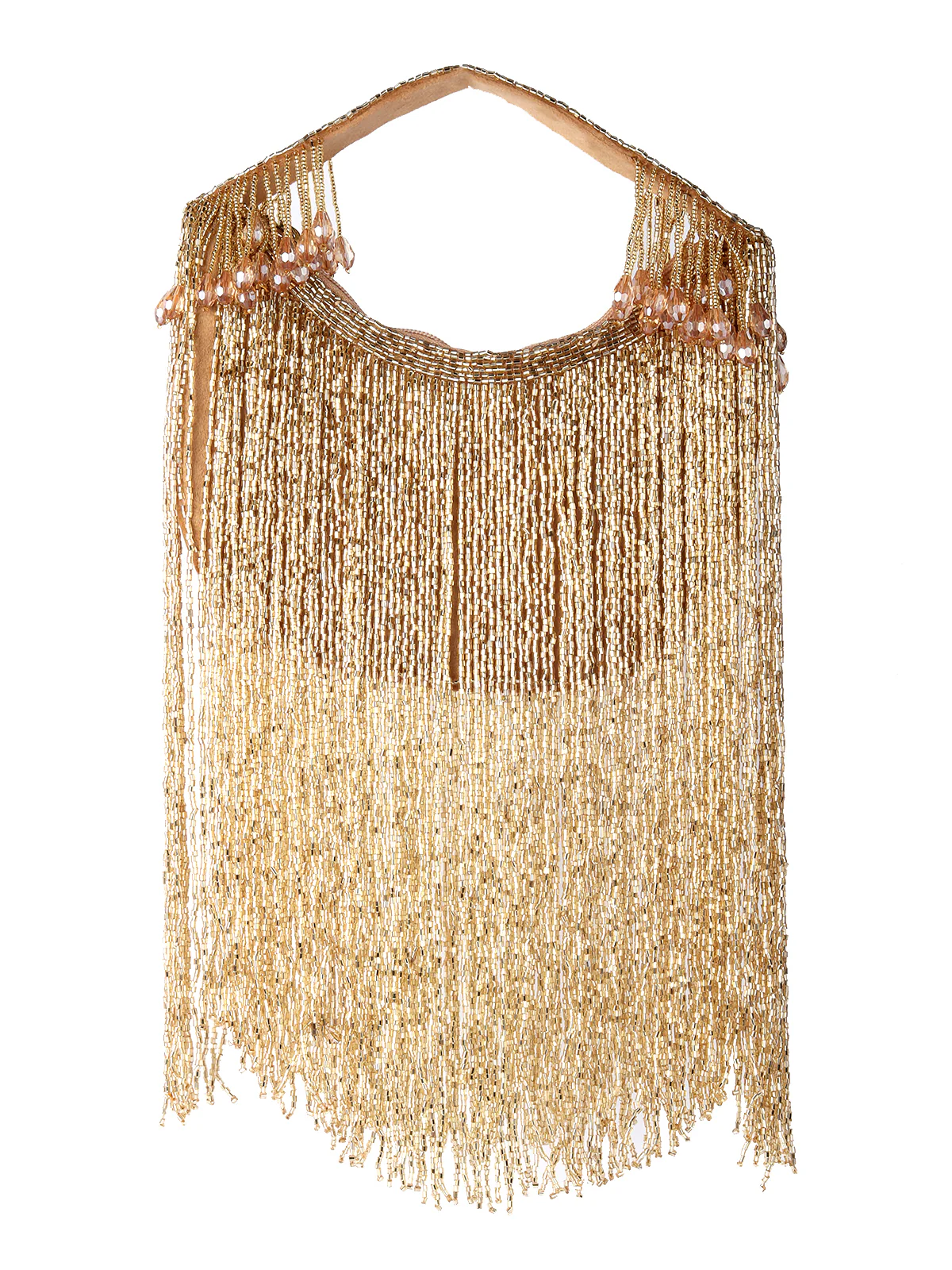 Odette Golden Tasseled Structured Moon Clutch For Women - Image 3
