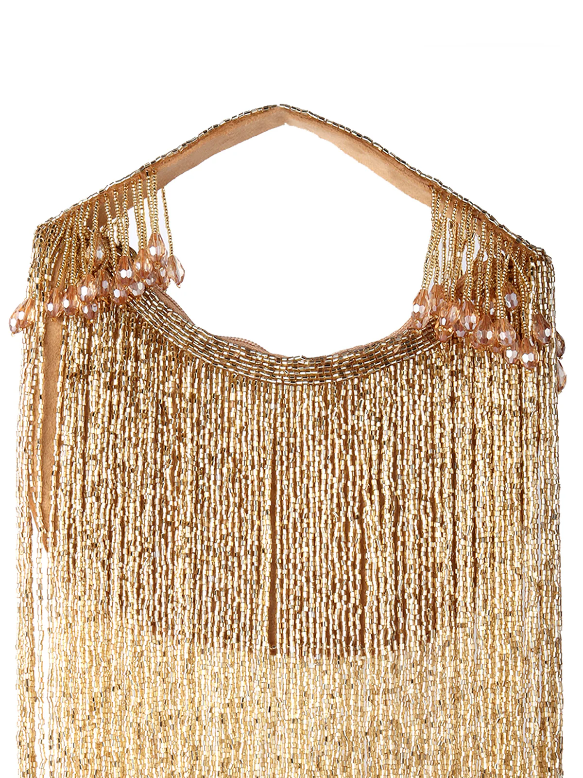 Odette Golden Tasseled Structured Moon Clutch For Women - Image 4