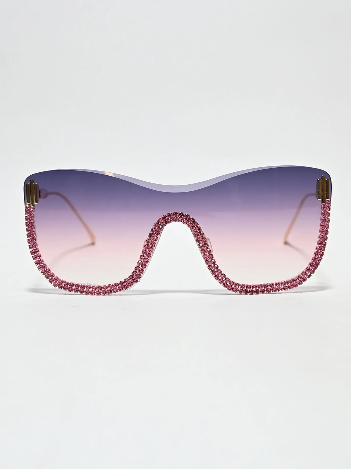 Odette Golden Zink Alloy Embellished Sunglasses For Women - Image 2