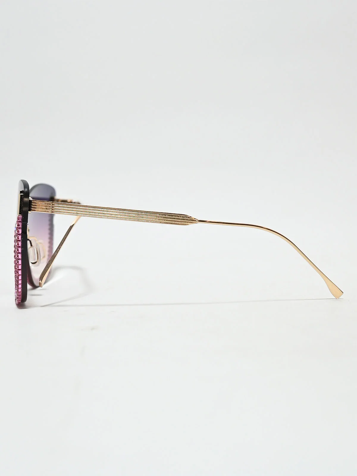 Odette Golden Zink Alloy Embellished Sunglasses For Women - Image 5