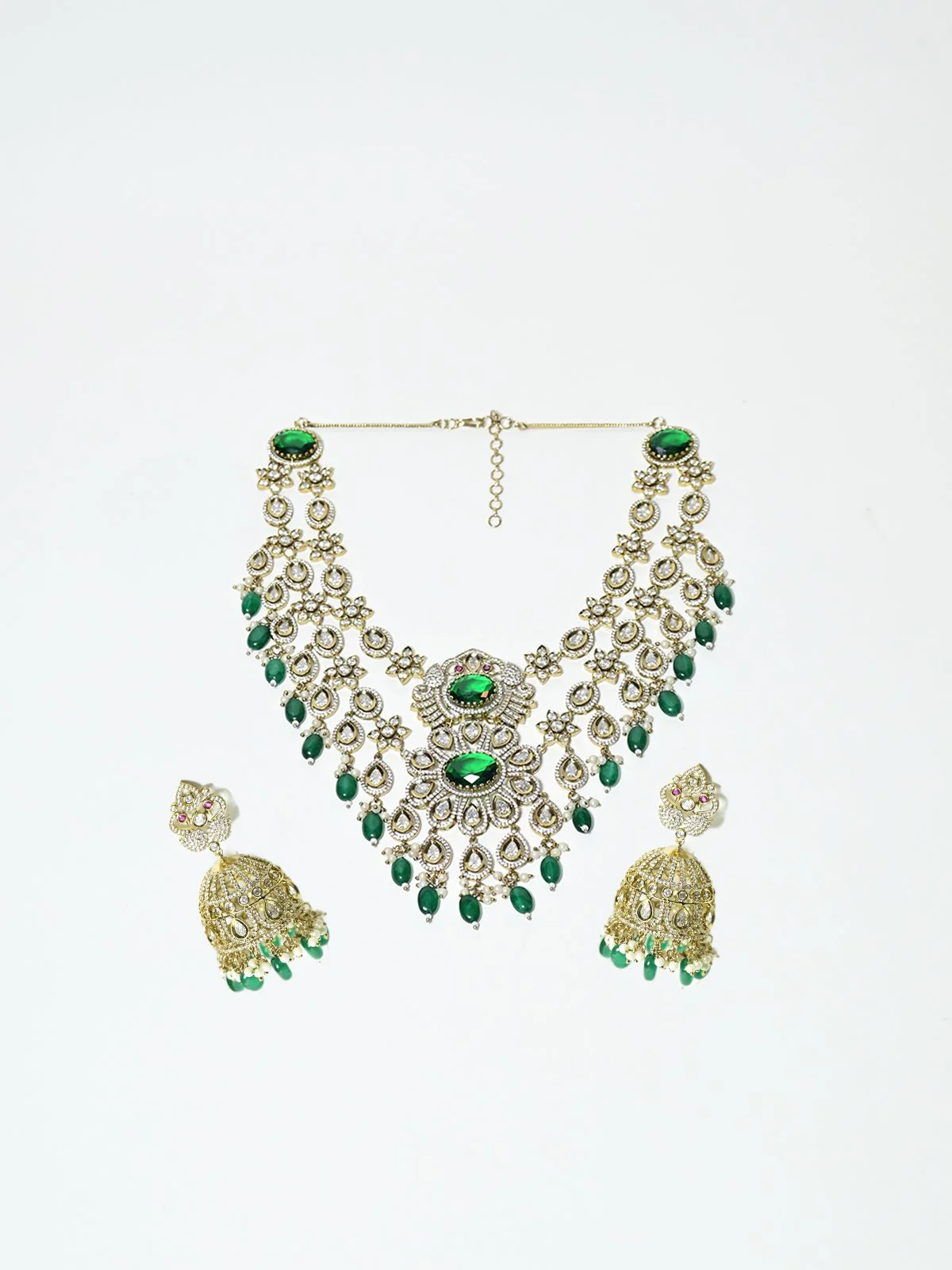 Odette Green Alloy Embellished Jewellery Set For Women - Image 3