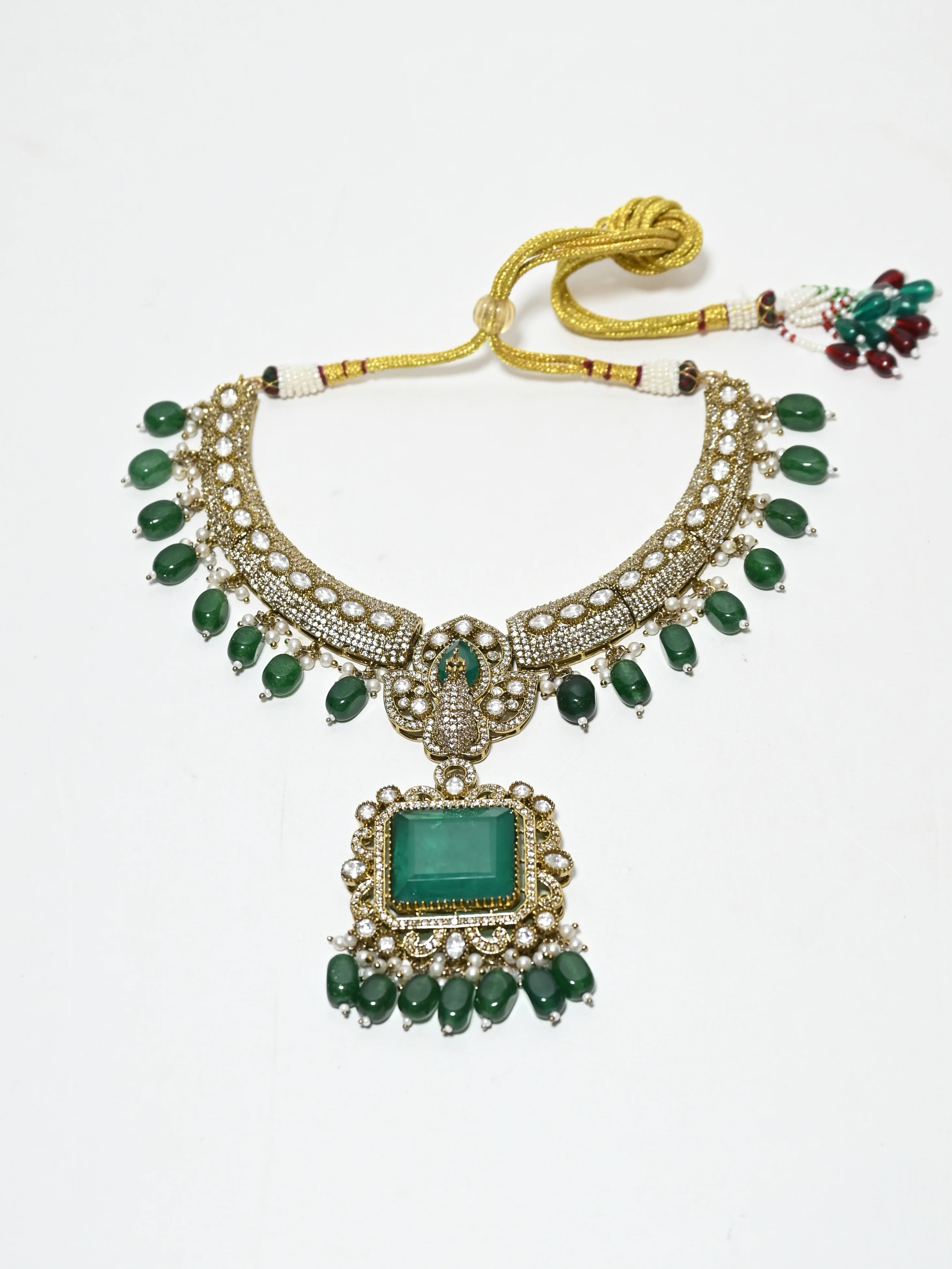 Odette Green Alloy Stone Jewellery Set For Women - Image 3