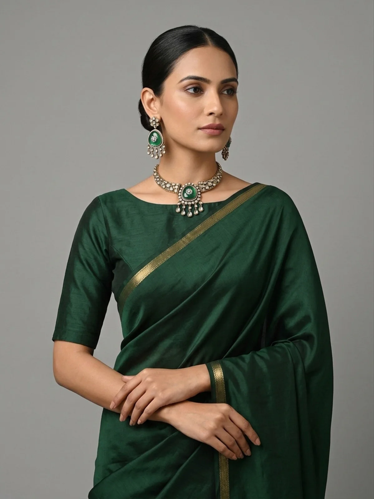 Odette Green Alloy Stone Jewellery Set For Women