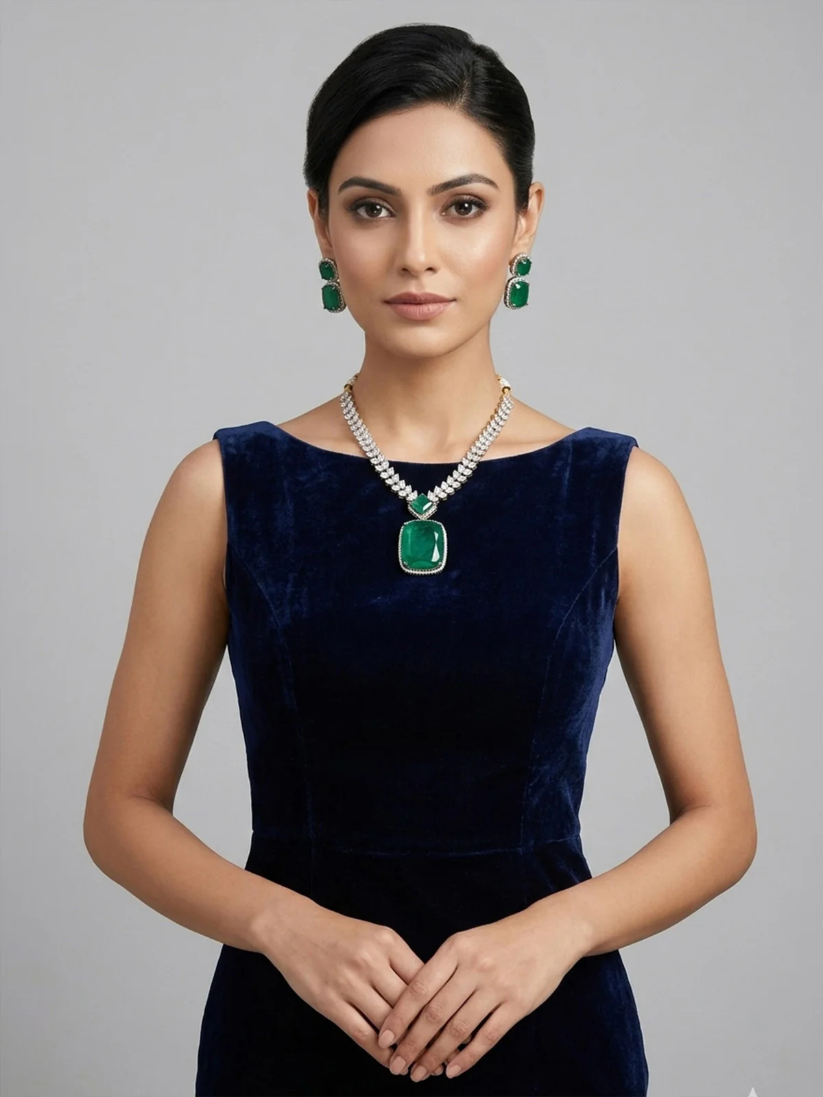 Odette Green Alloy Stone Jewellery Set For Women