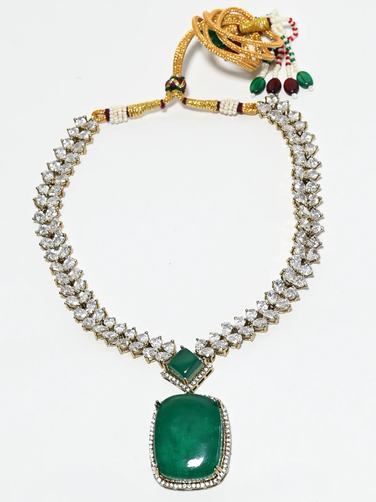 Odette Green Alloy Stone Jewellery Set For Women - Image 3