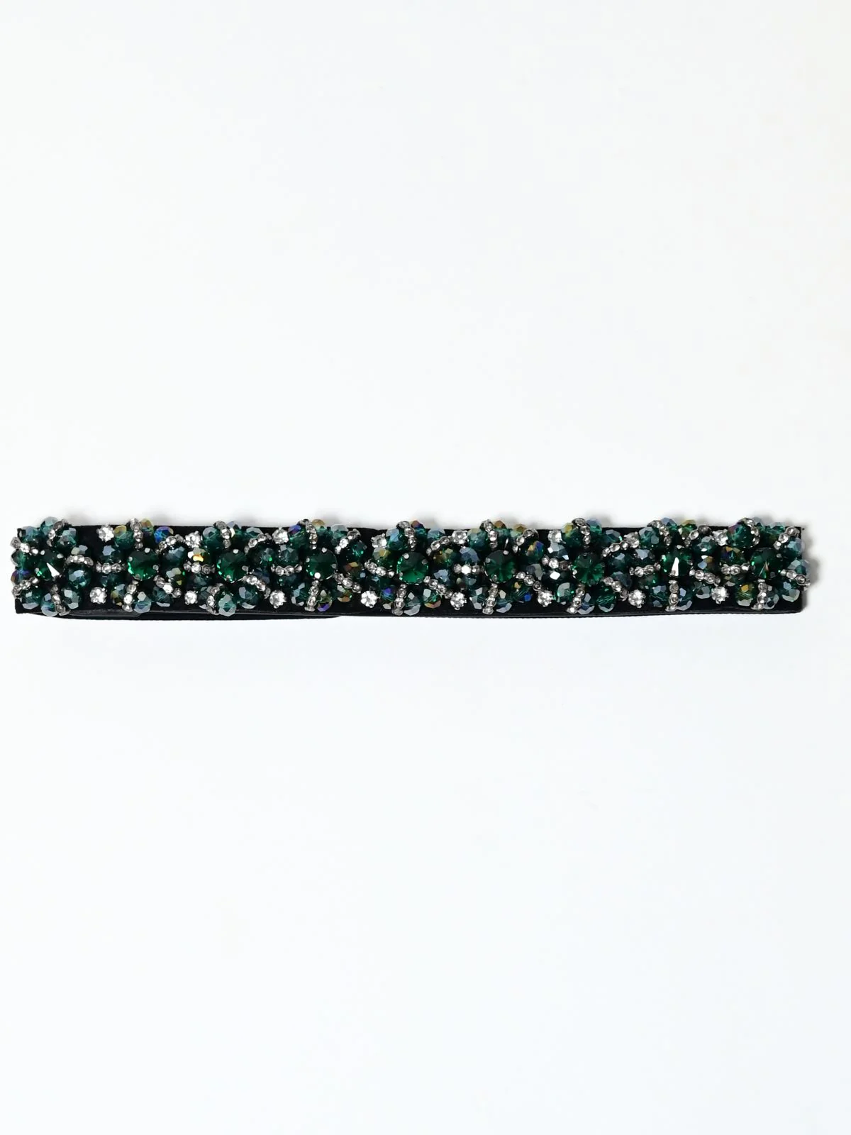 Odette Green And Black Elastic Stone Belt For Women - Image 2