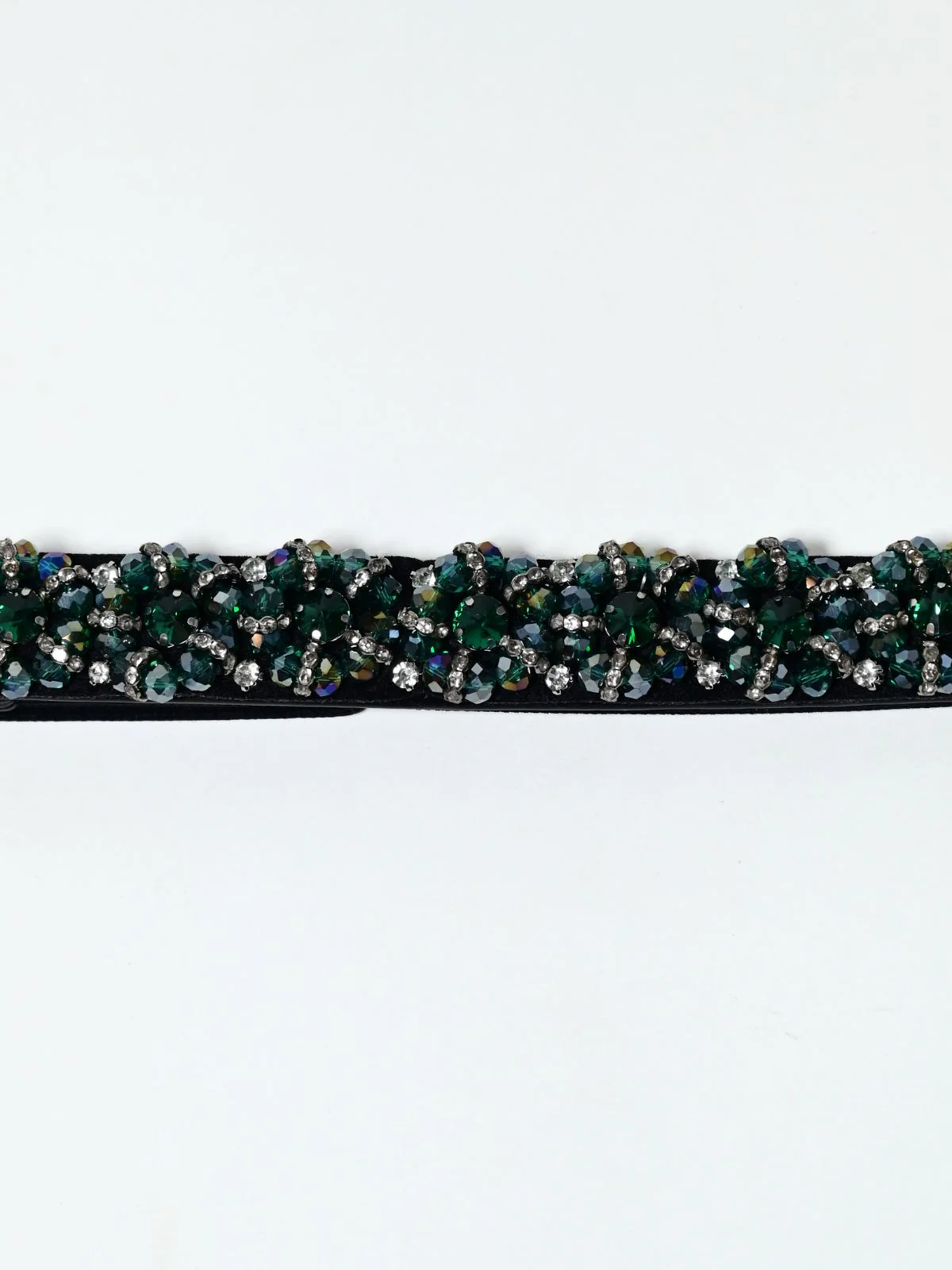 Odette Green And Black Elastic Stone Belt For Women - Image 3