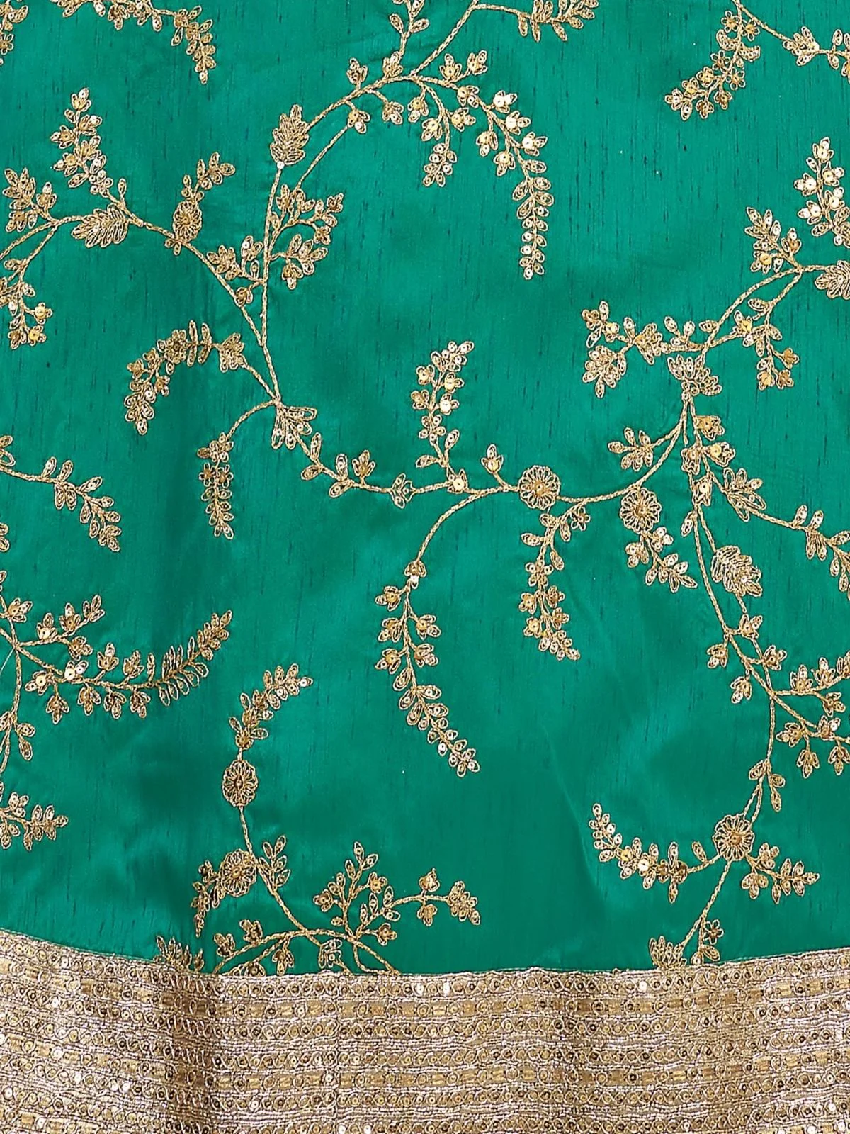 Odette Green Art Silk Embroidered Semi Stitched Lehenga With Blouse For Women - Image 4