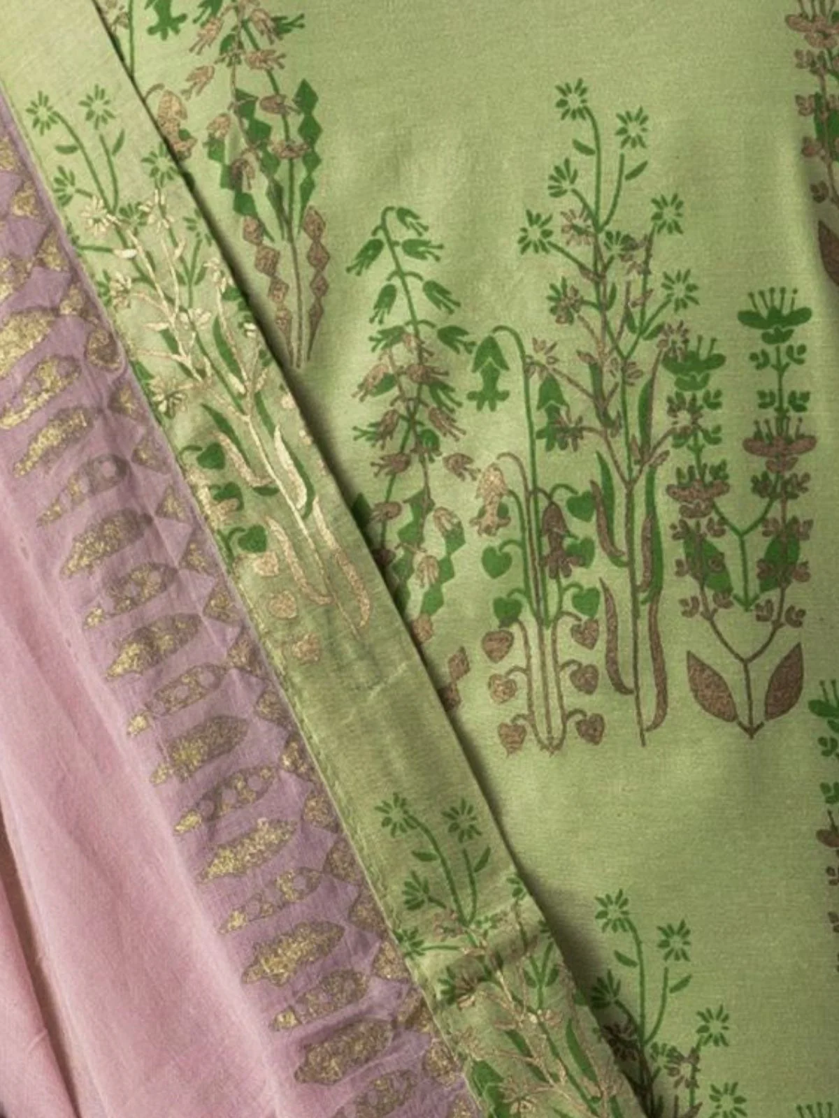 Odette Green Art Silk Printed Semi-Stitched Kurta Set For Women - Image 6