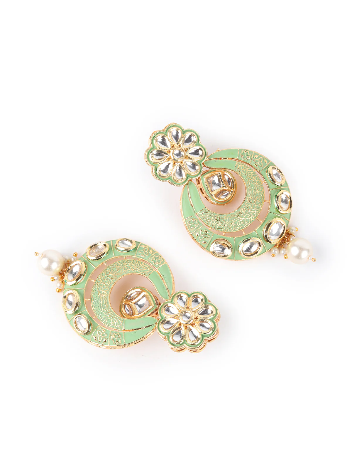 Odette Green Beads And Kundan Embellished Long Neck Piece For Women - Image 6