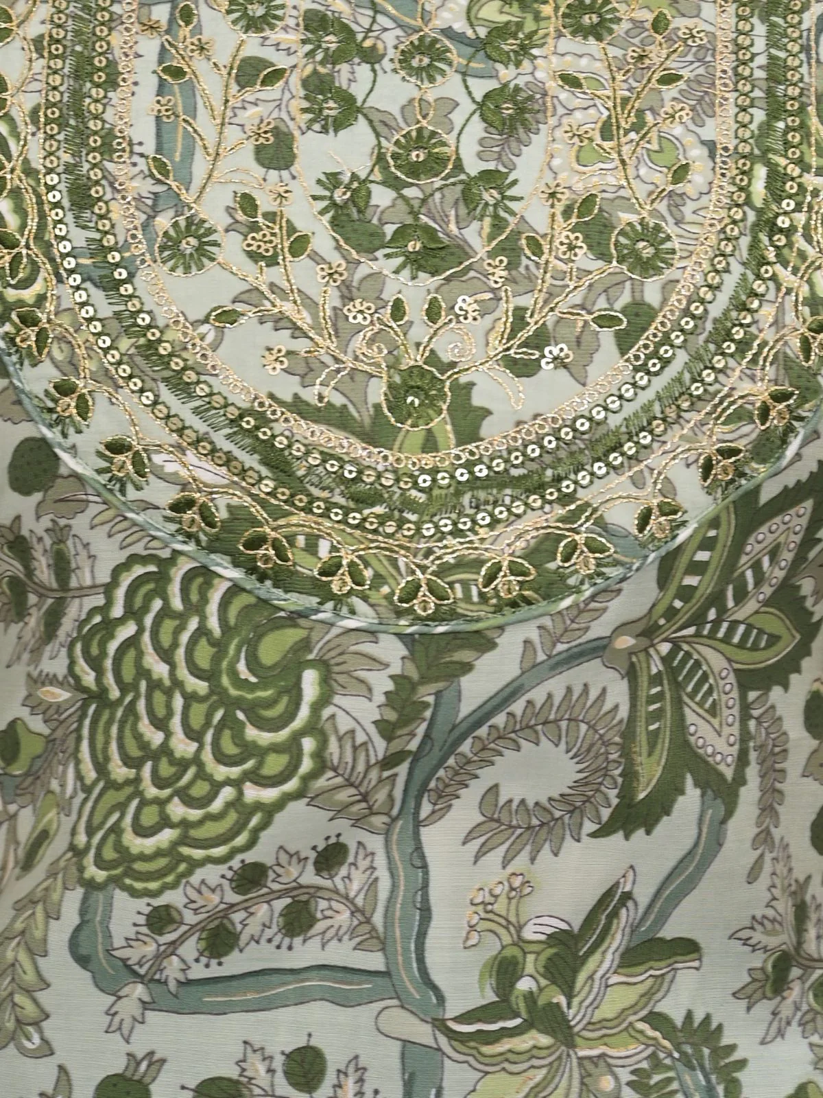 Odette Green Chanderi Embroidered And Printed Stitched Kurta Set Without Dupatta For Women - Image 5