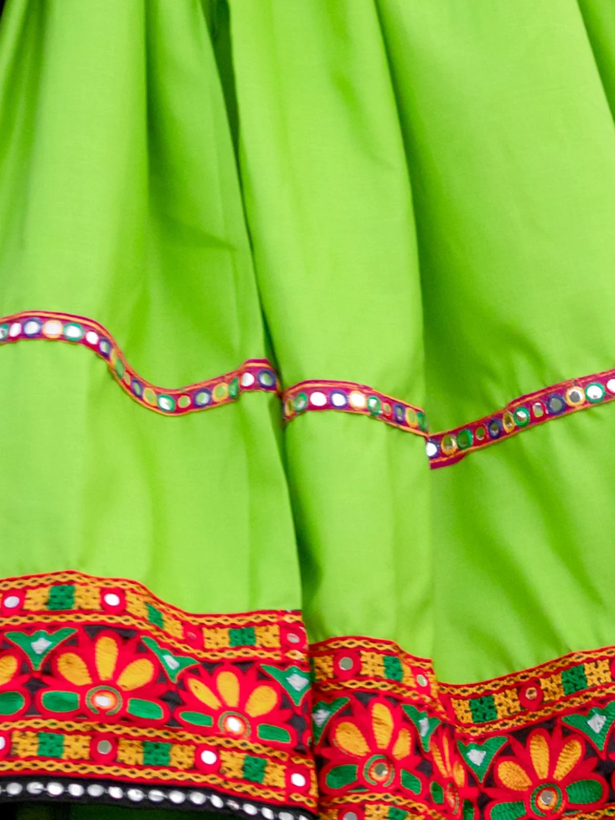 Odette Green Embroidered Cotton Semi Stitched Lehenga With Unstitched Blouse For Women - Image 8