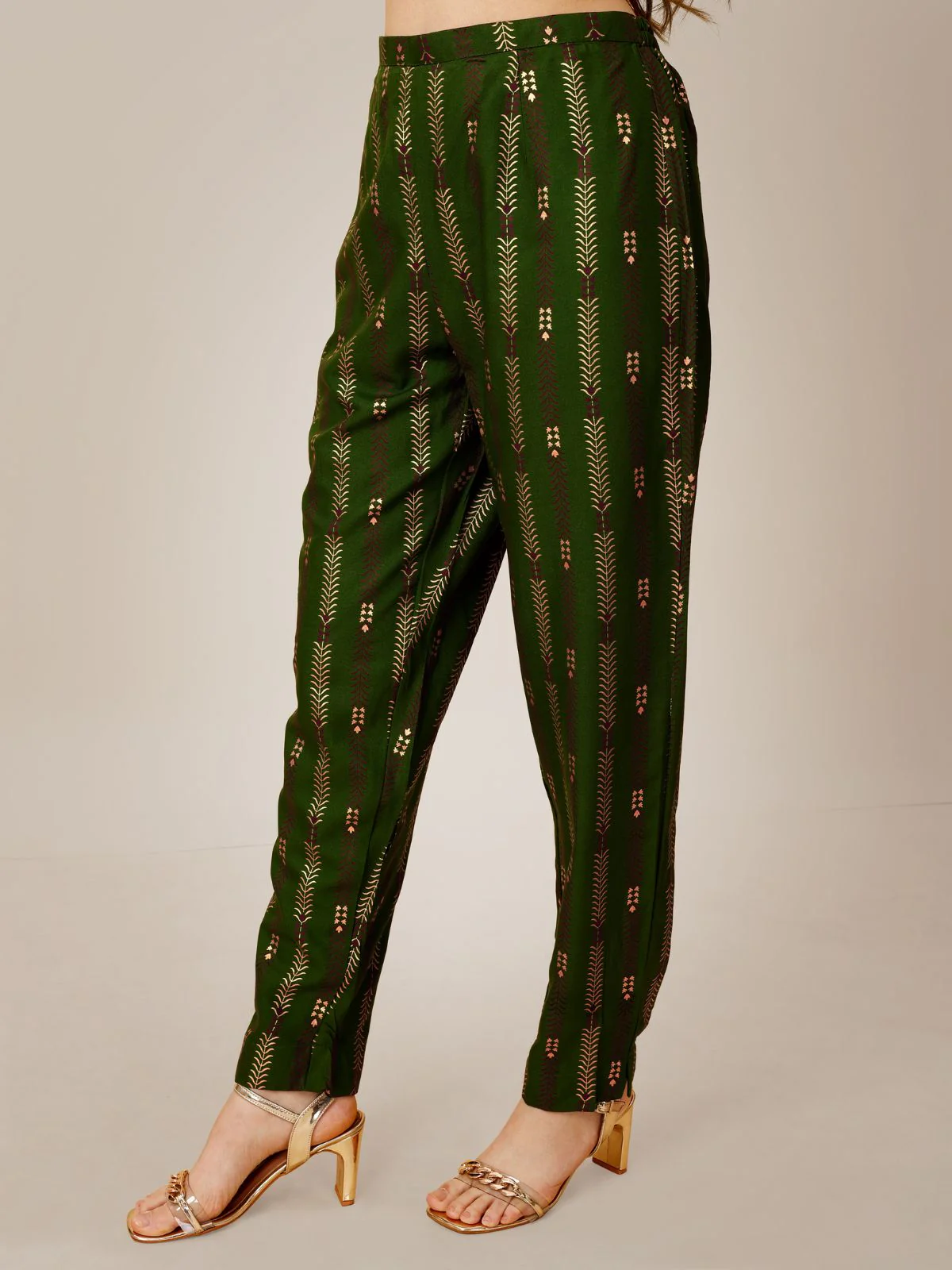Odette Green Embroidered Rayon Stitched Kurta Set For Women - Image 6