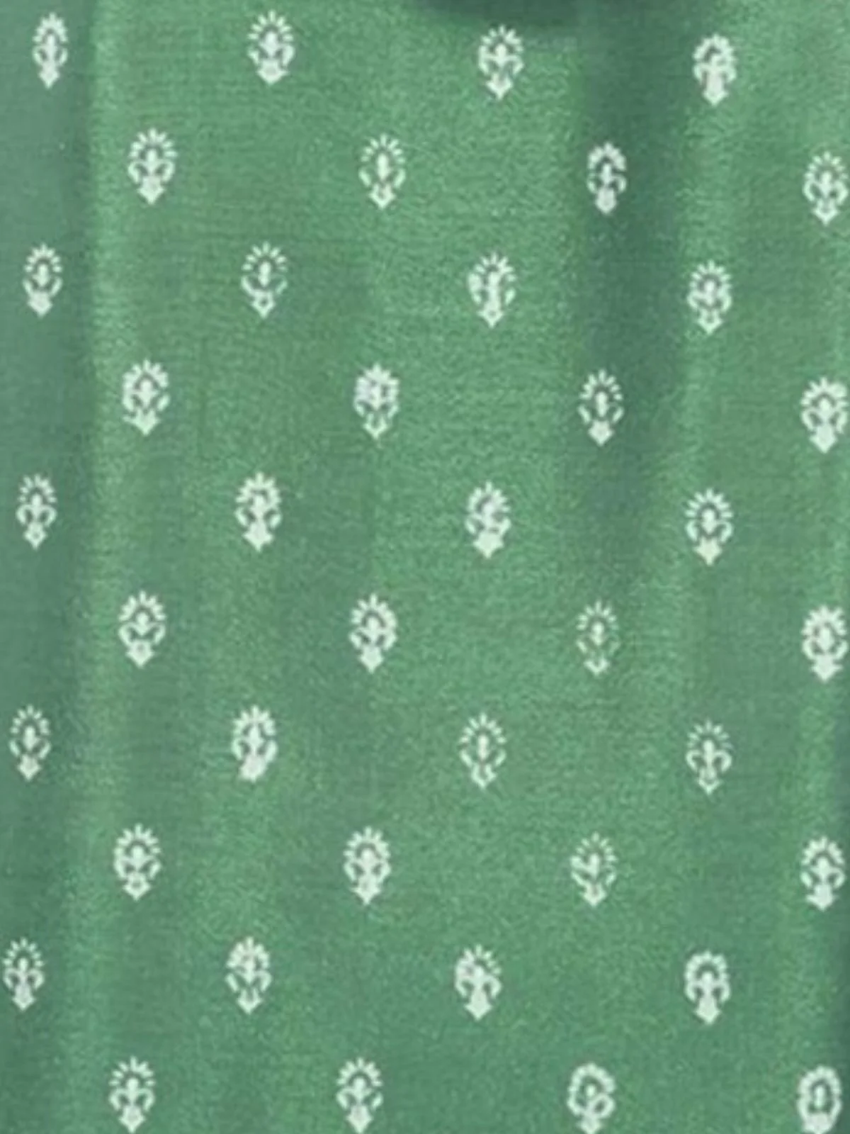 Odette Green Embroidered Silk Blend Semi-Stitched Kurta Set For Women - Image 3